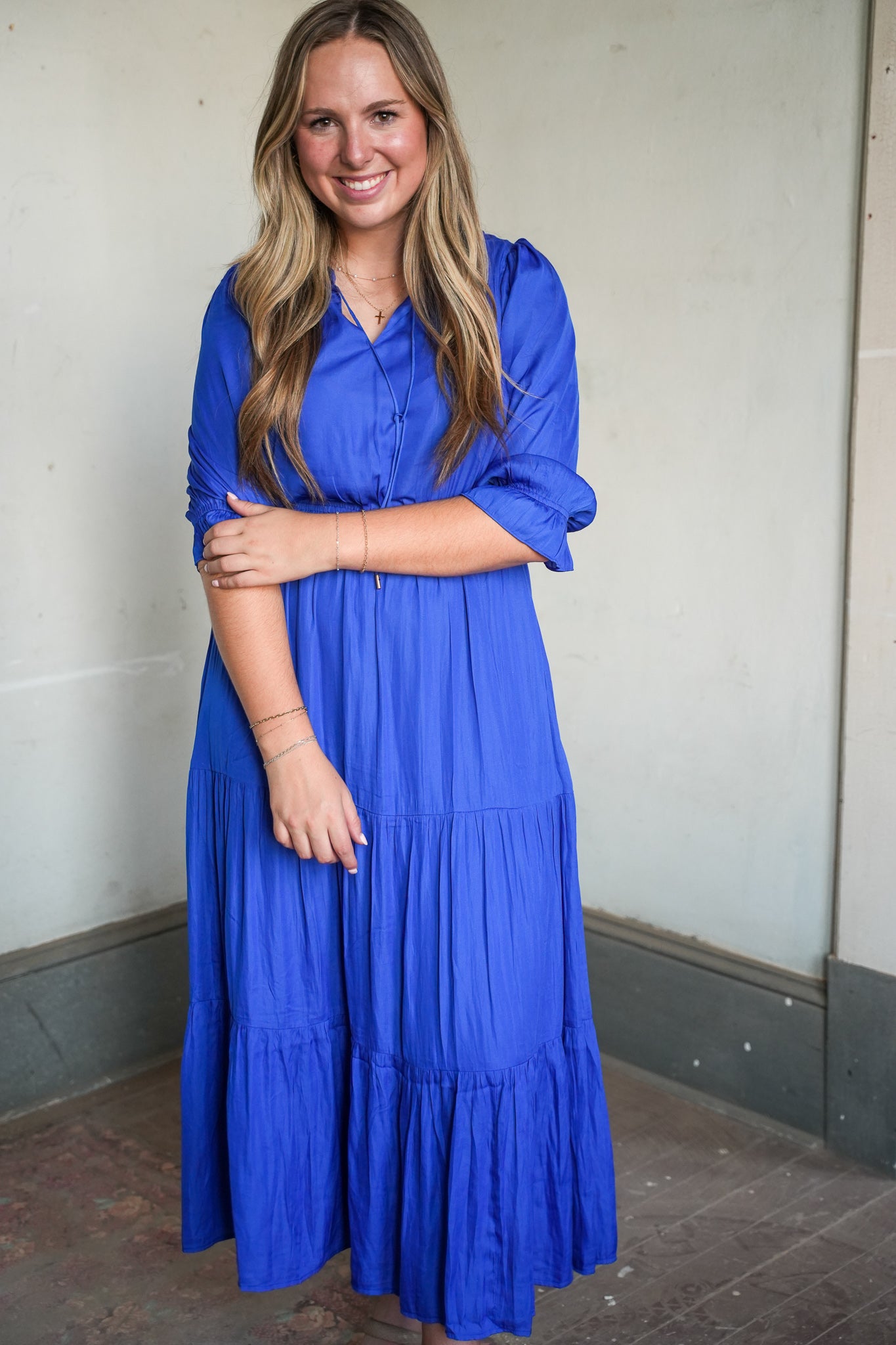 Amy Split Neck Ruffle Dress
