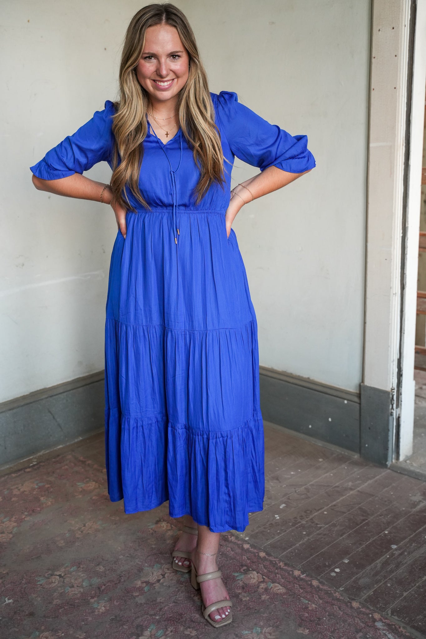 Amy Split Neck Ruffle Dress