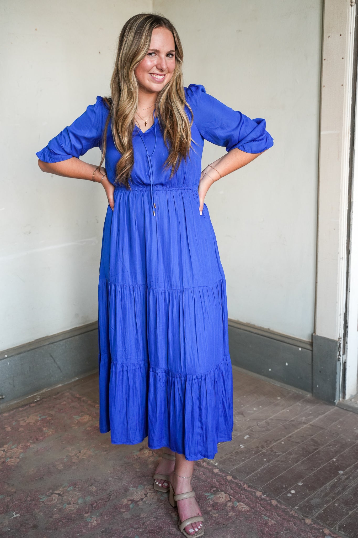 Amy Split Neck Ruffle Dress