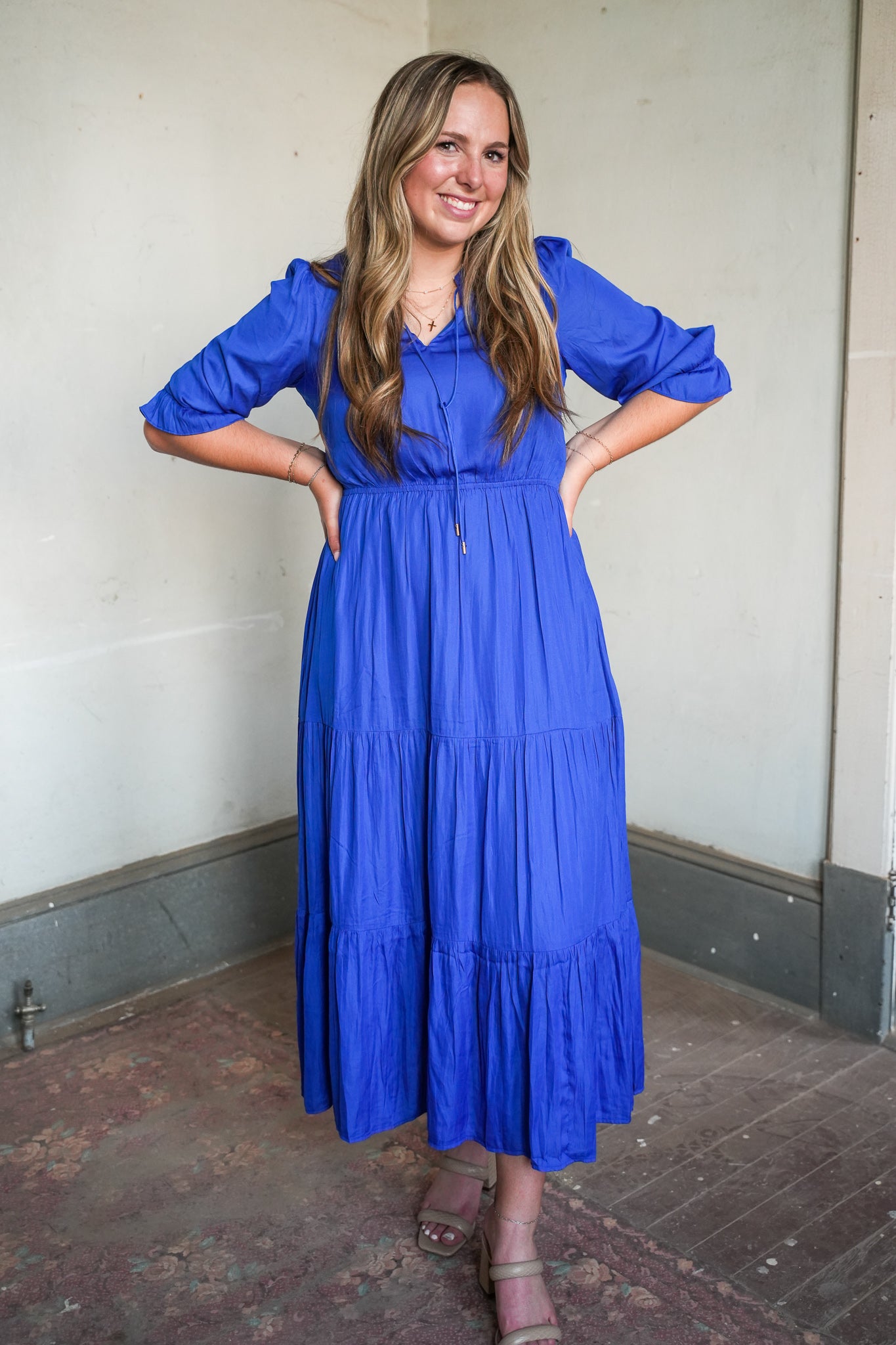 Amy Split Neck Ruffle Dress