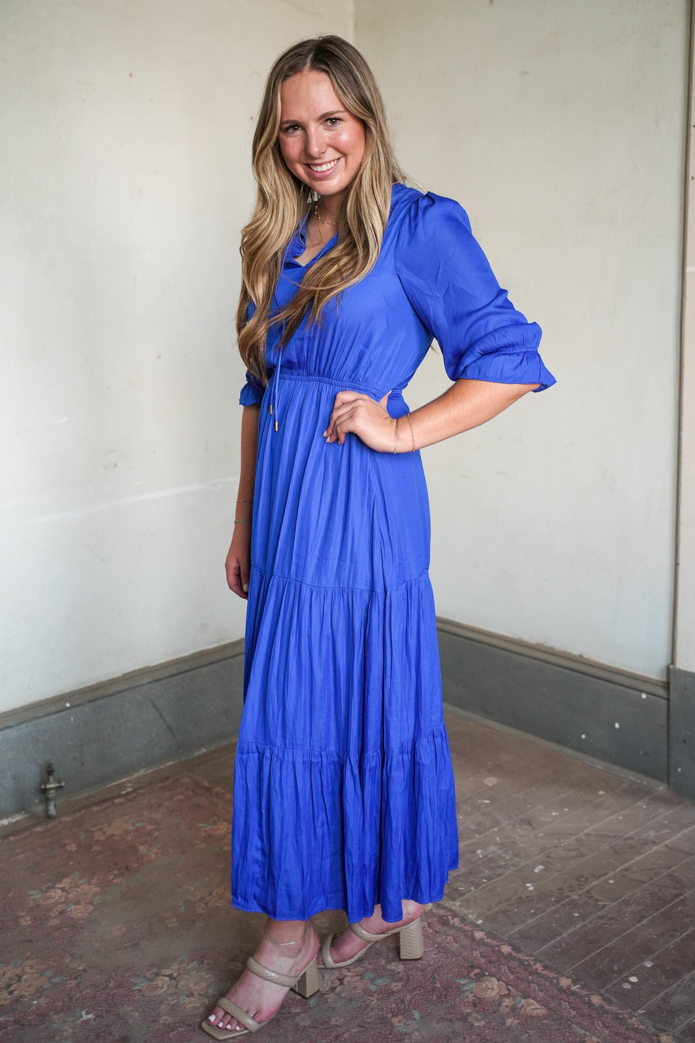 Amy Split Neck Ruffle Dress