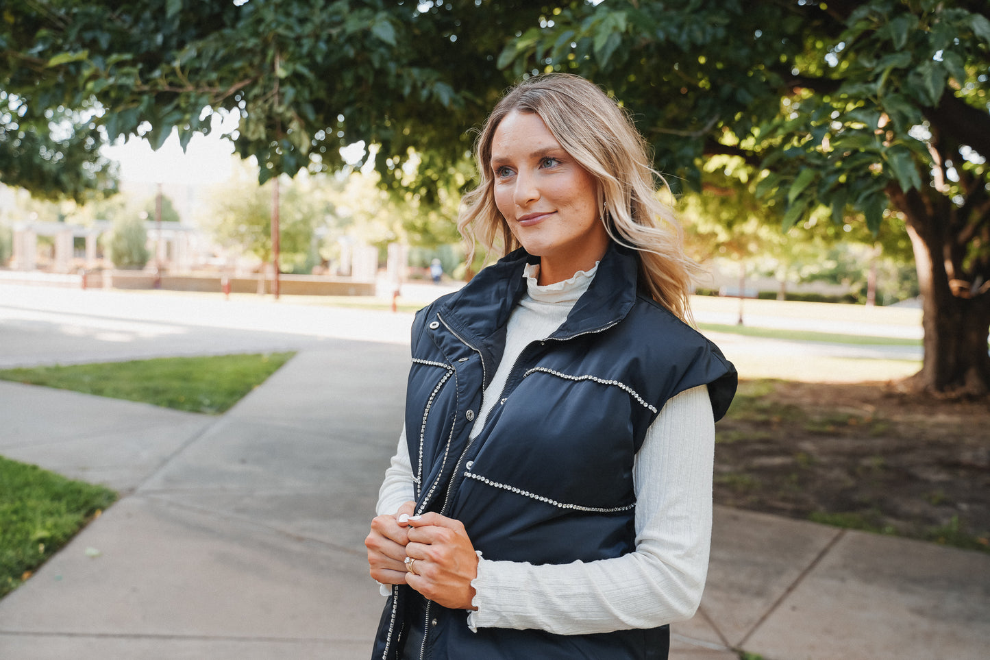 Lennox Rhinestone Puff Vest