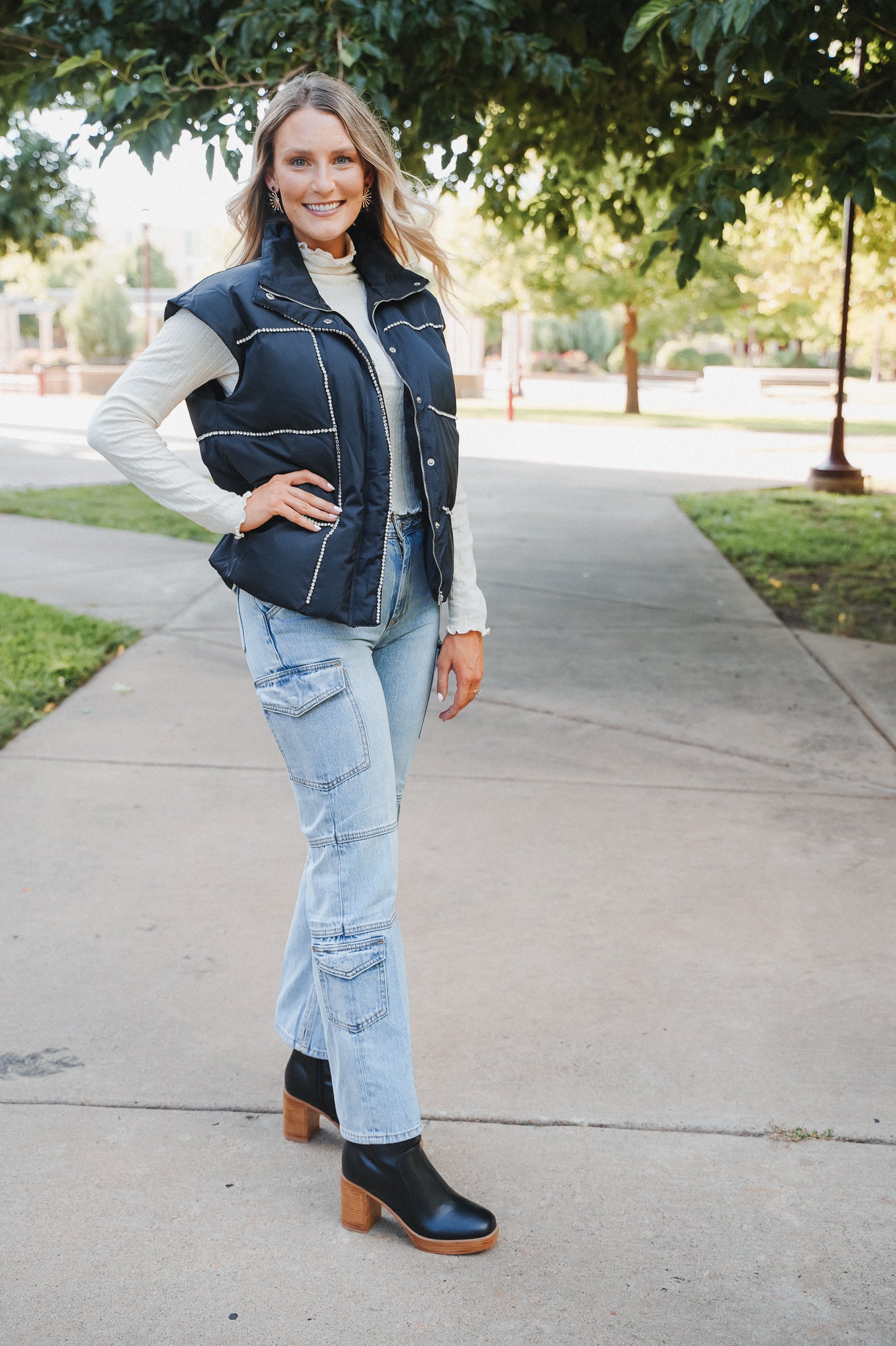 Lennox Rhinestone Puff Vest