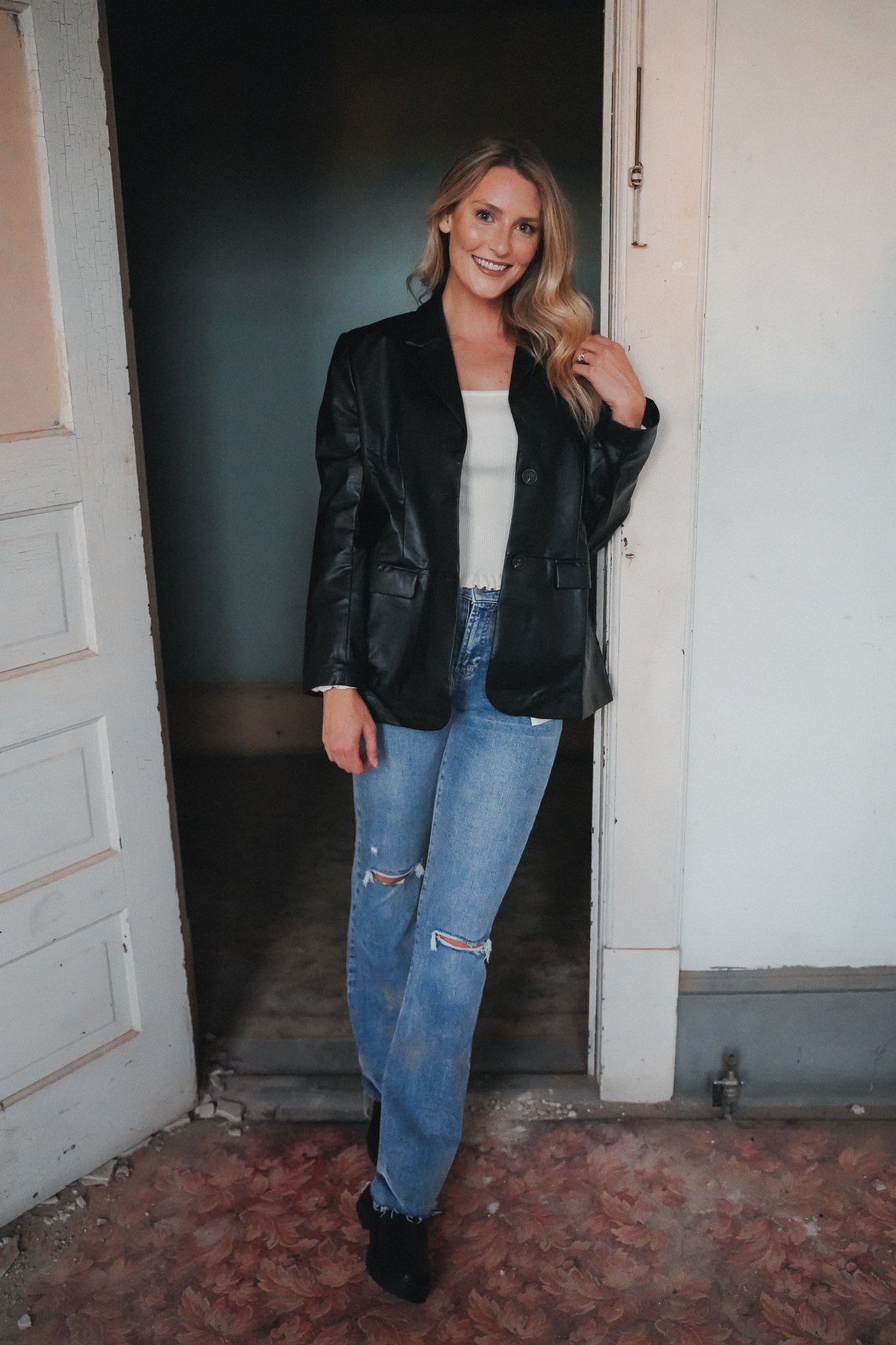 Brecken Vegan Leather Blazer