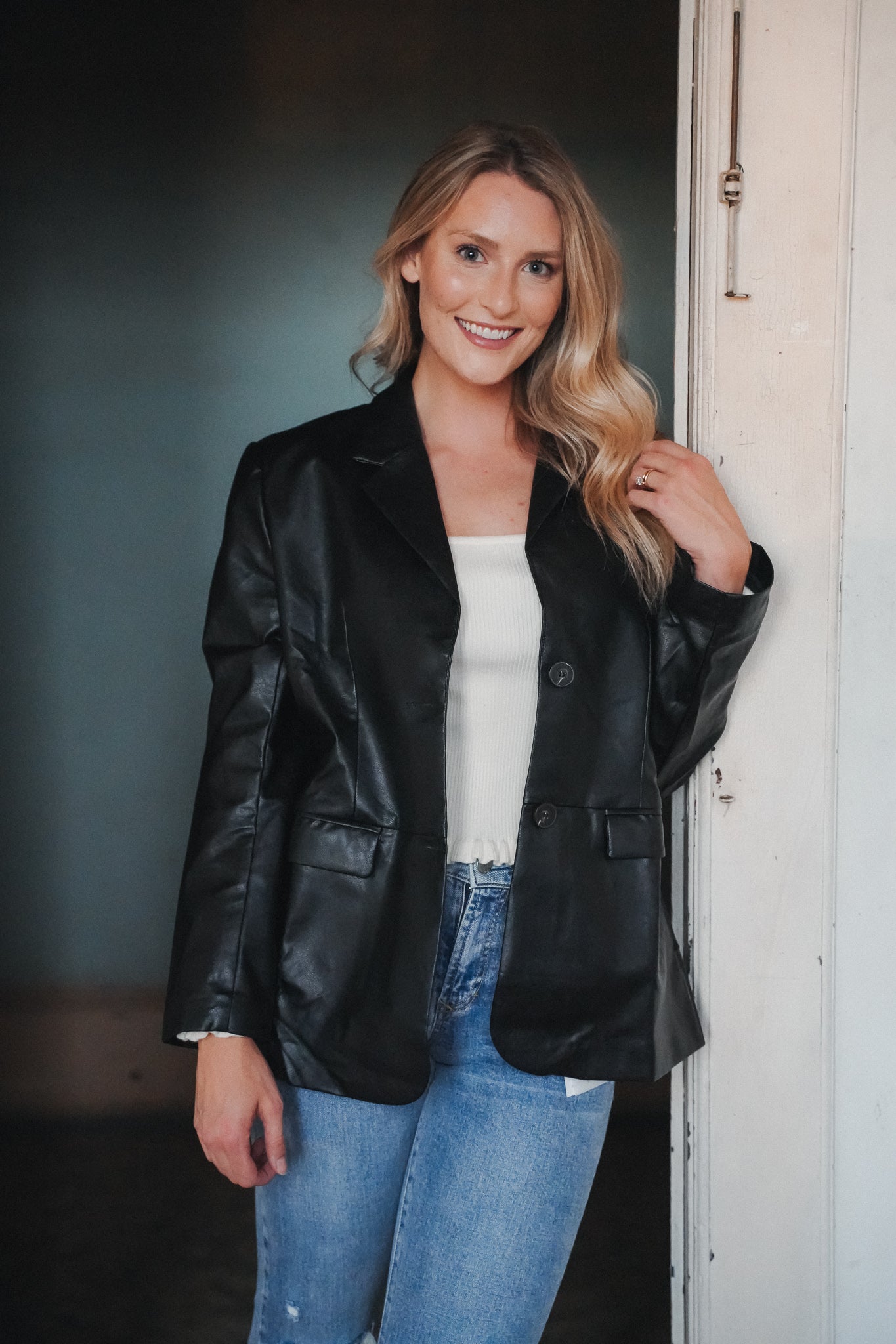 Brecken Vegan Leather Blazer