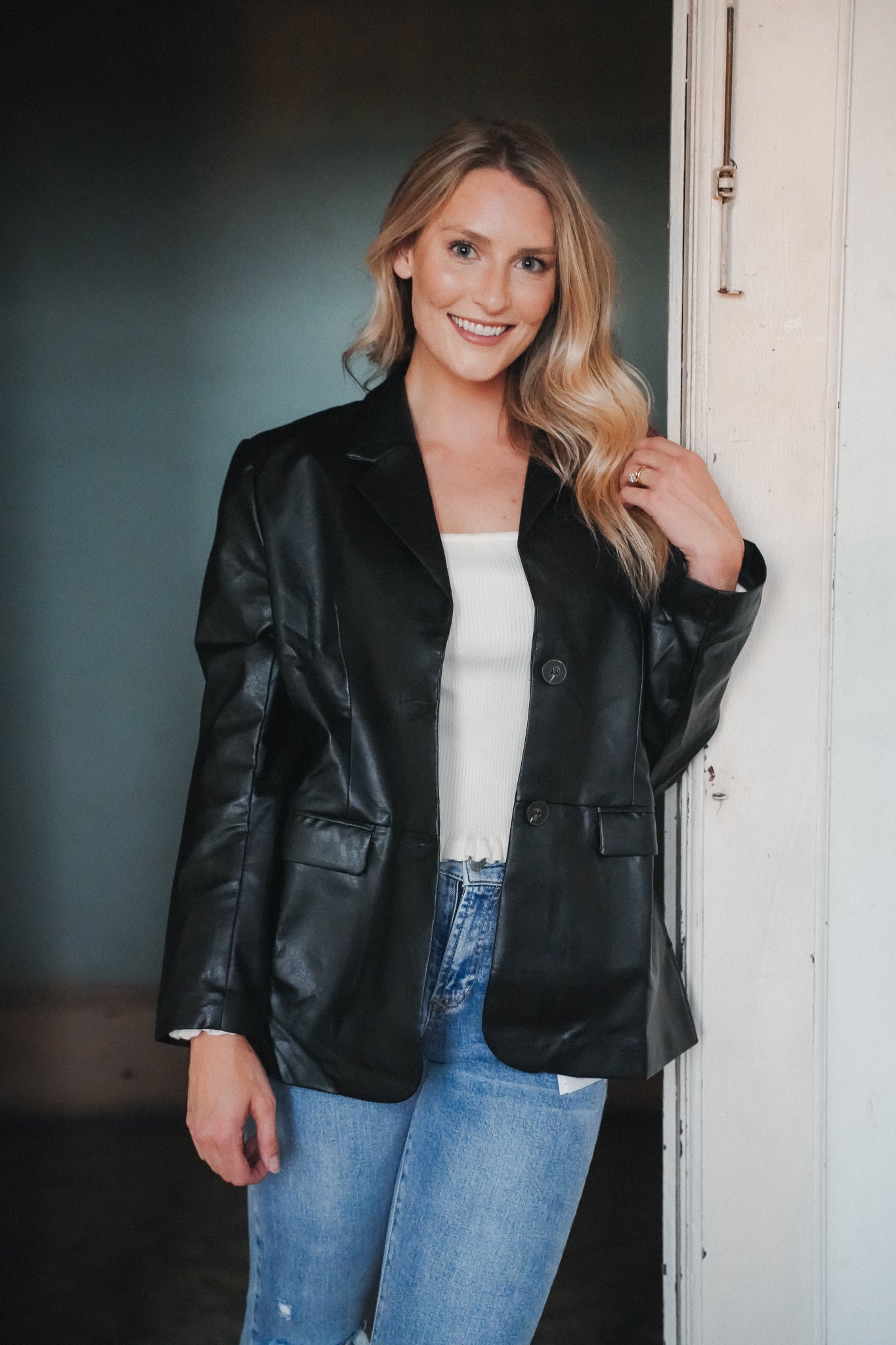 Brecken Vegan Leather Blazer