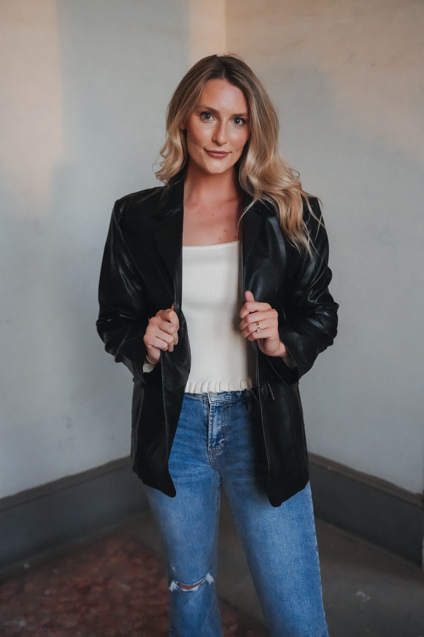 Brecken Vegan Leather Blazer