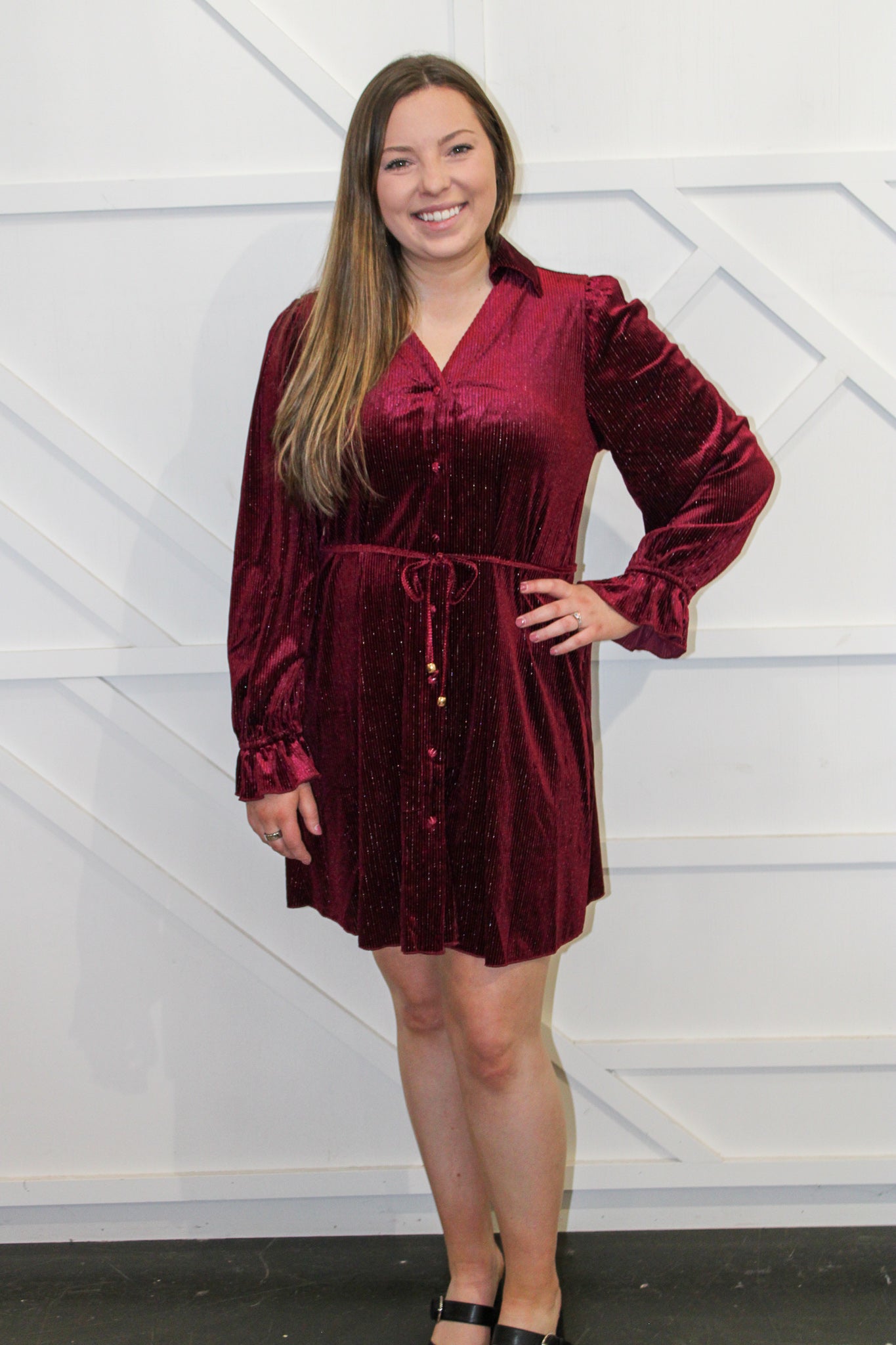 Kara Velvet Ribbed Dress