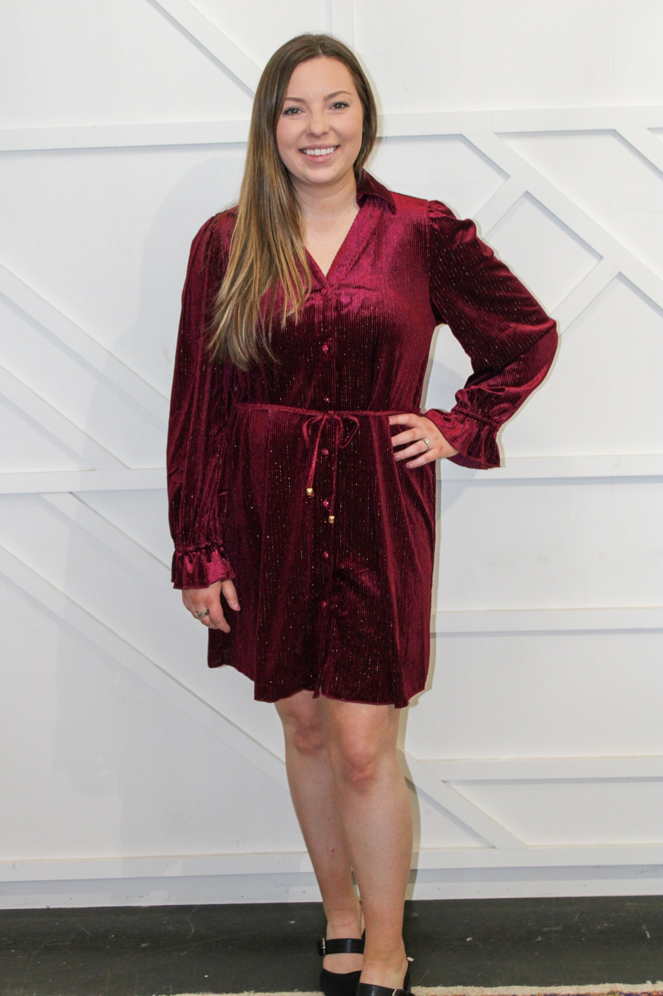 Kara Velvet Ribbed Dress
