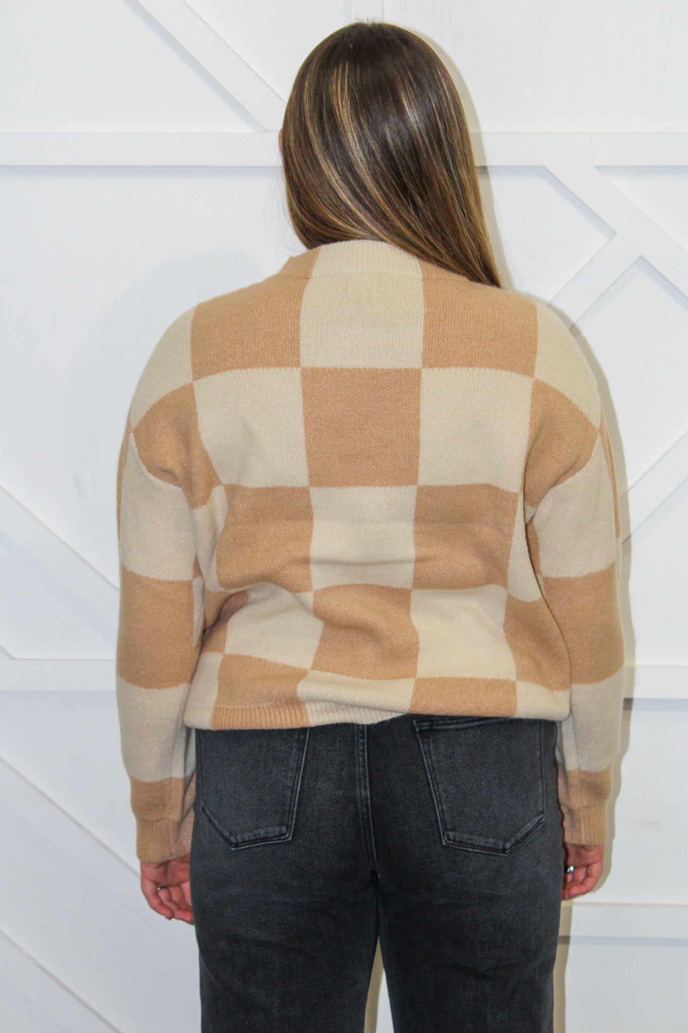 Butterscotch Checkered Knit Sweater