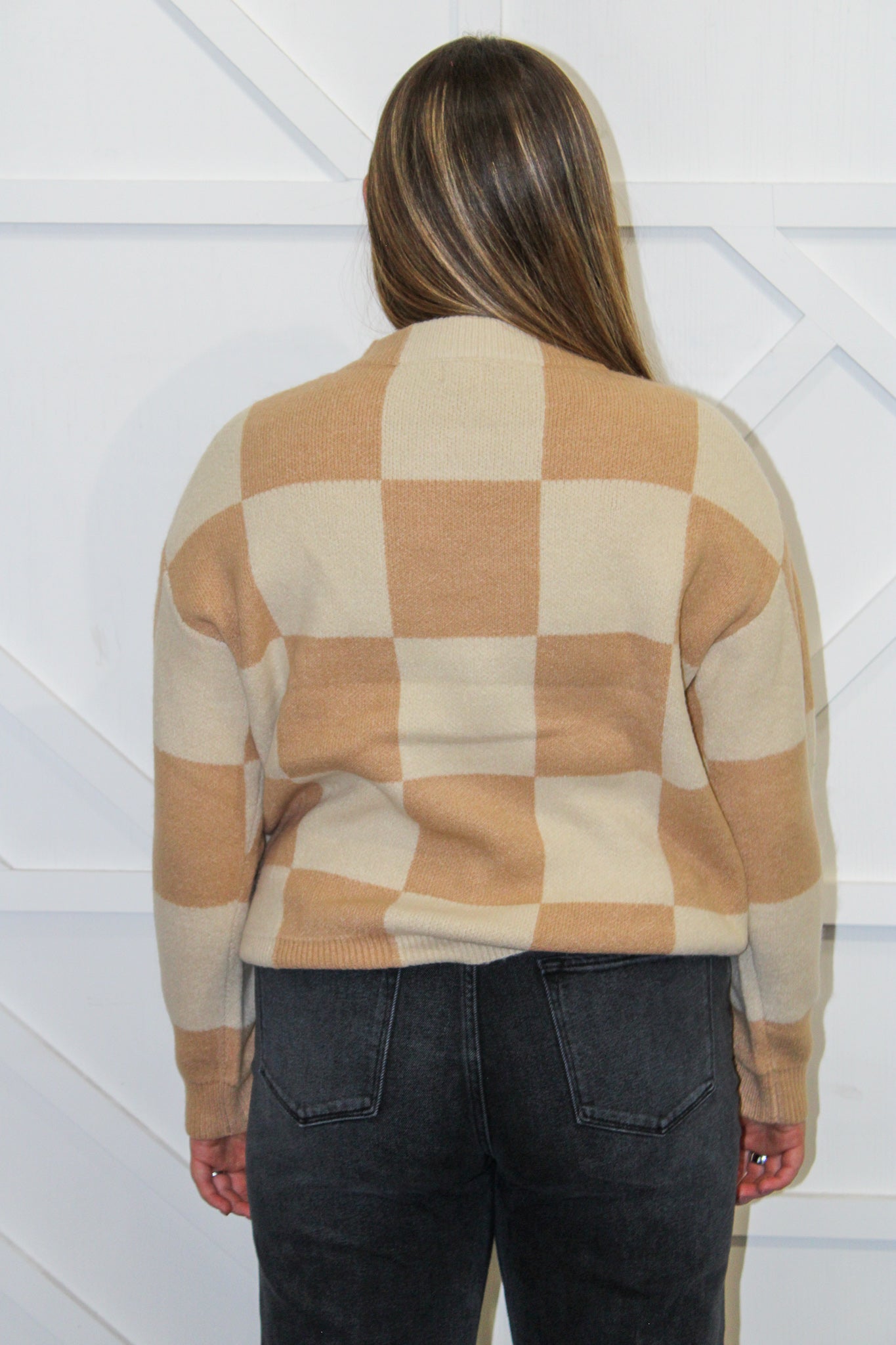 Butterscotch Checkered Knit Sweater