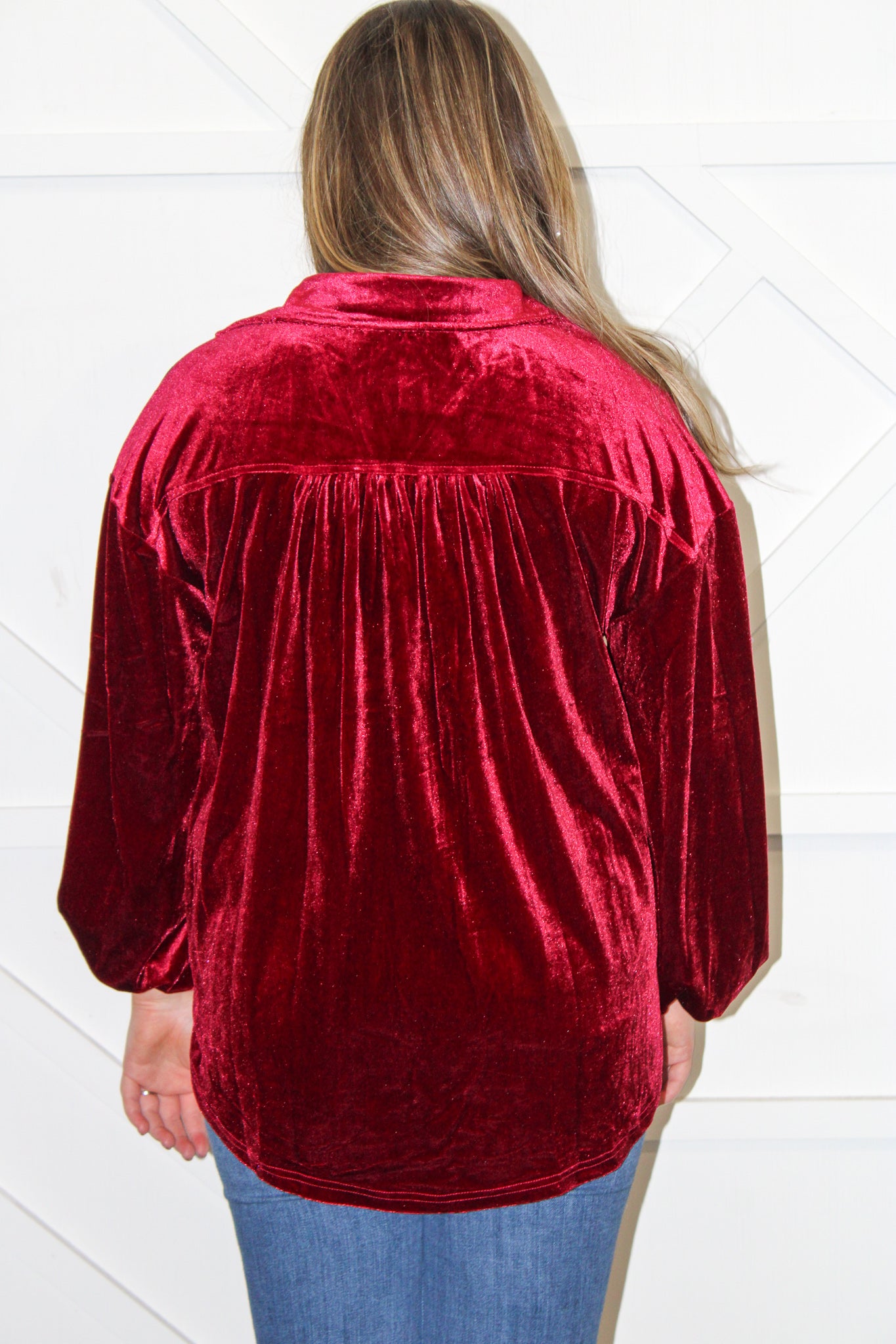 Becca Velvet Button Down Top