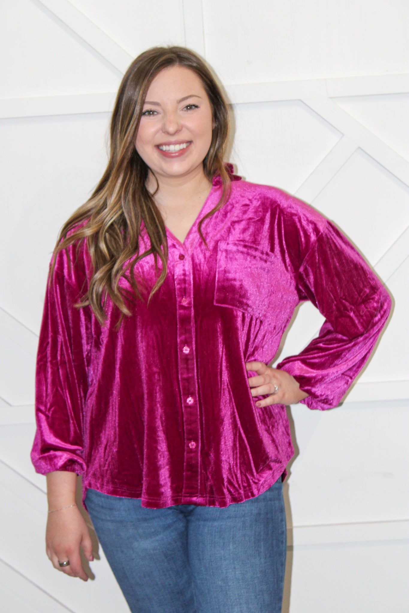 Carina Velvet Button Down Top
