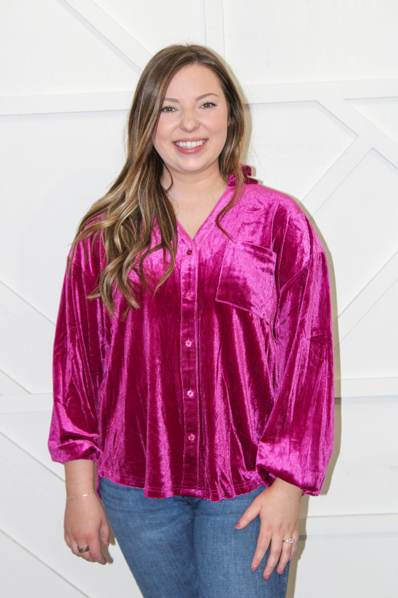 Carina Velvet Button Down Top