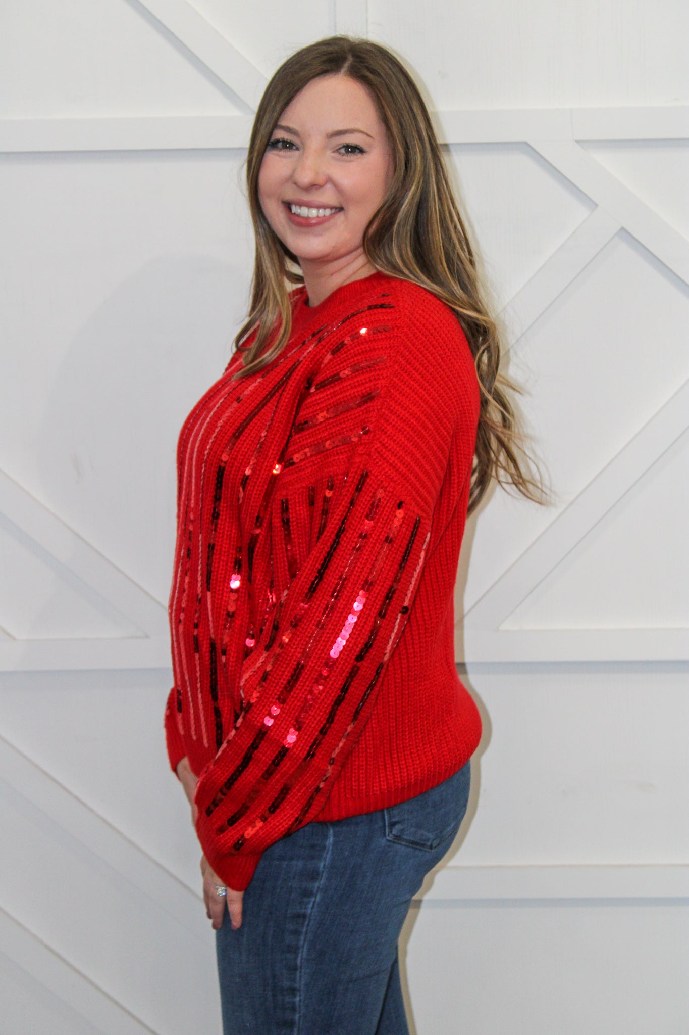 Selena Sequin Red Sweater