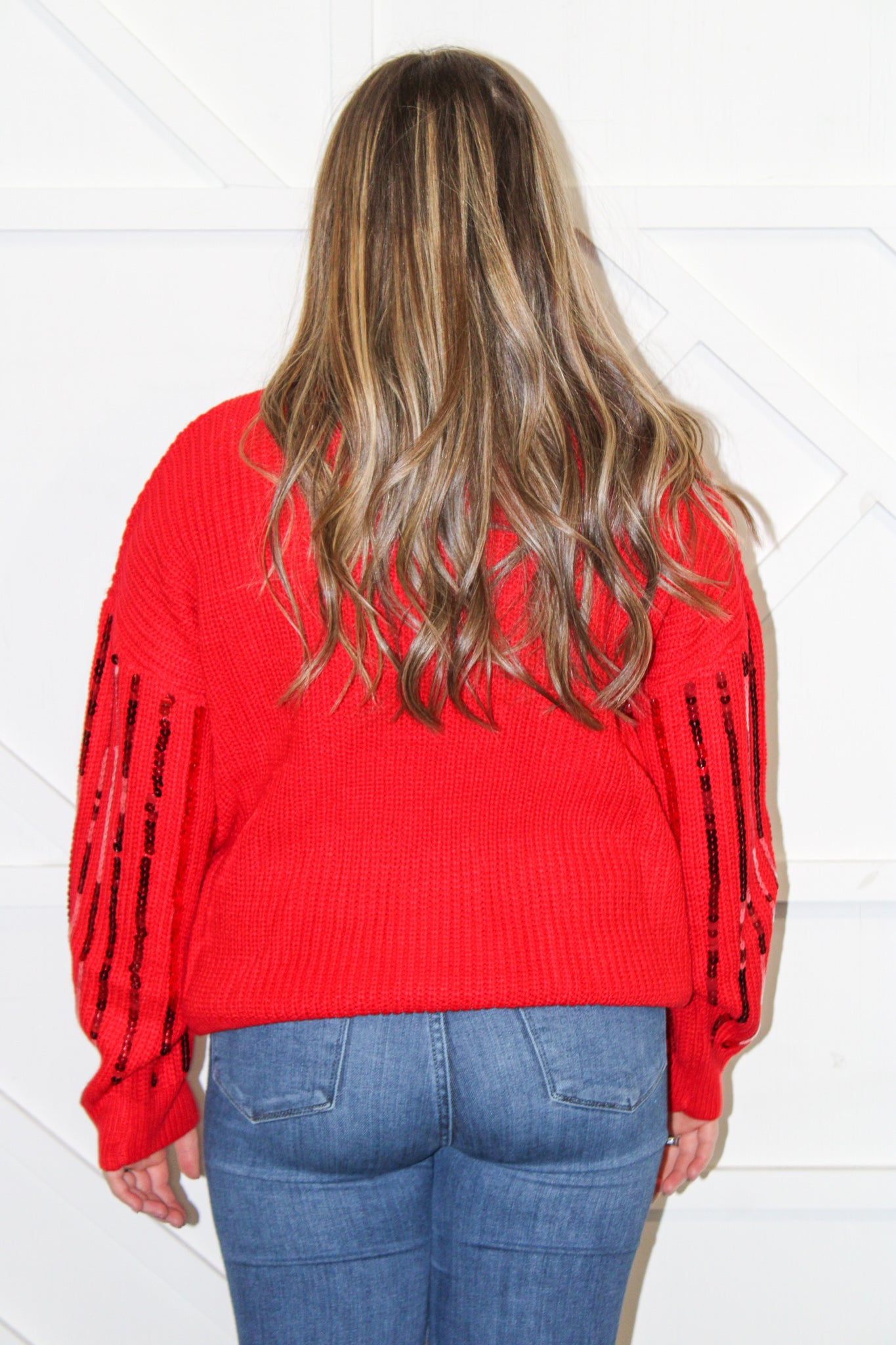 Selena Sequin Red Sweater