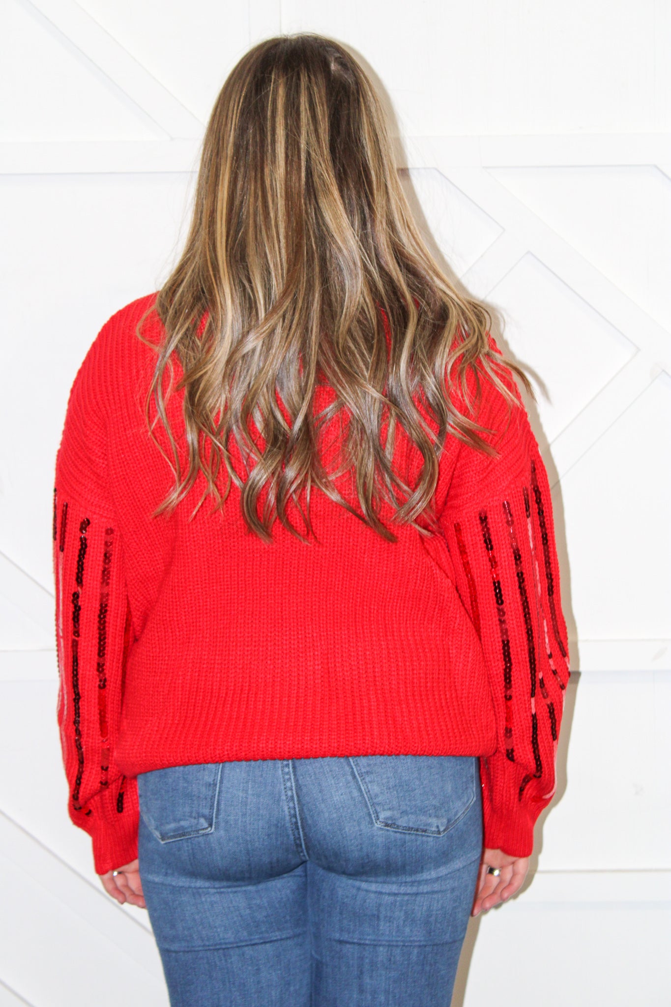 Selena Sequin Red Sweater