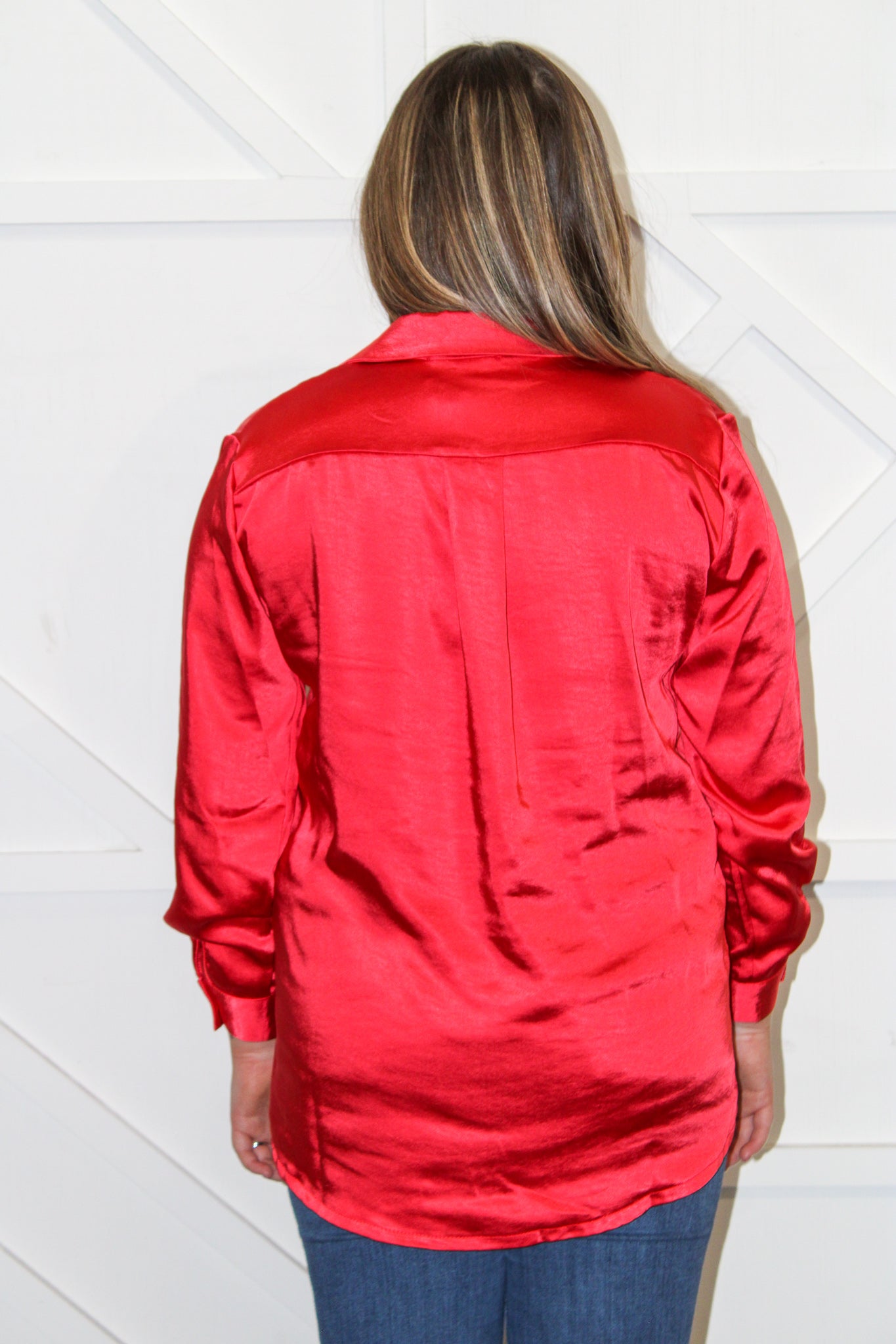 Fireside Pocket Red Blouse