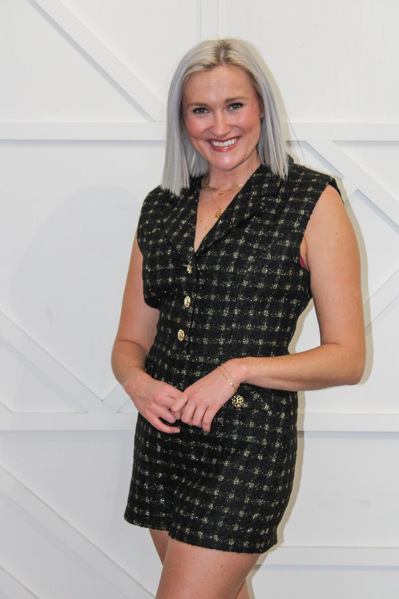 Black Suited Tweed Romper