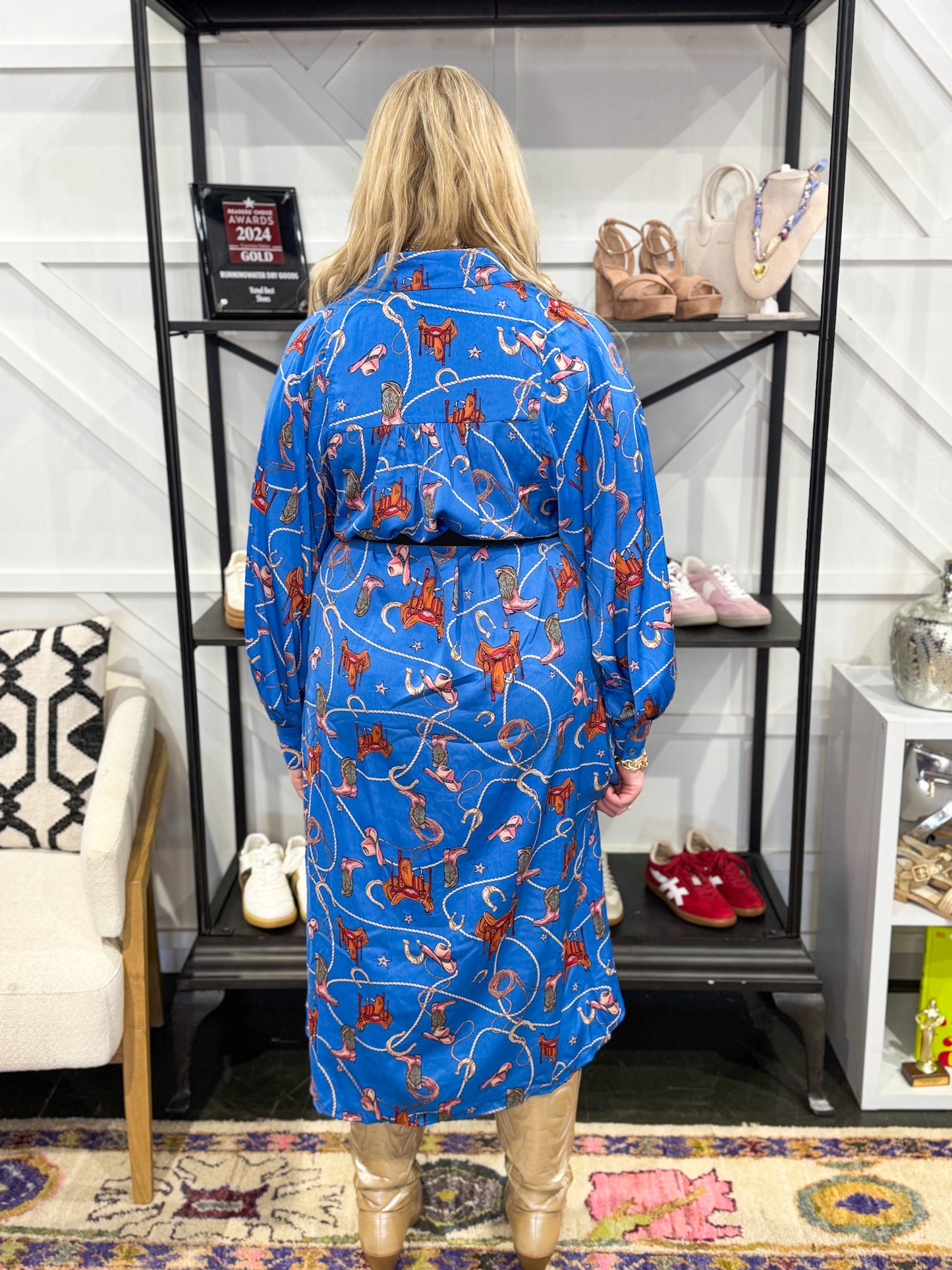 Western Print Maxi Dress