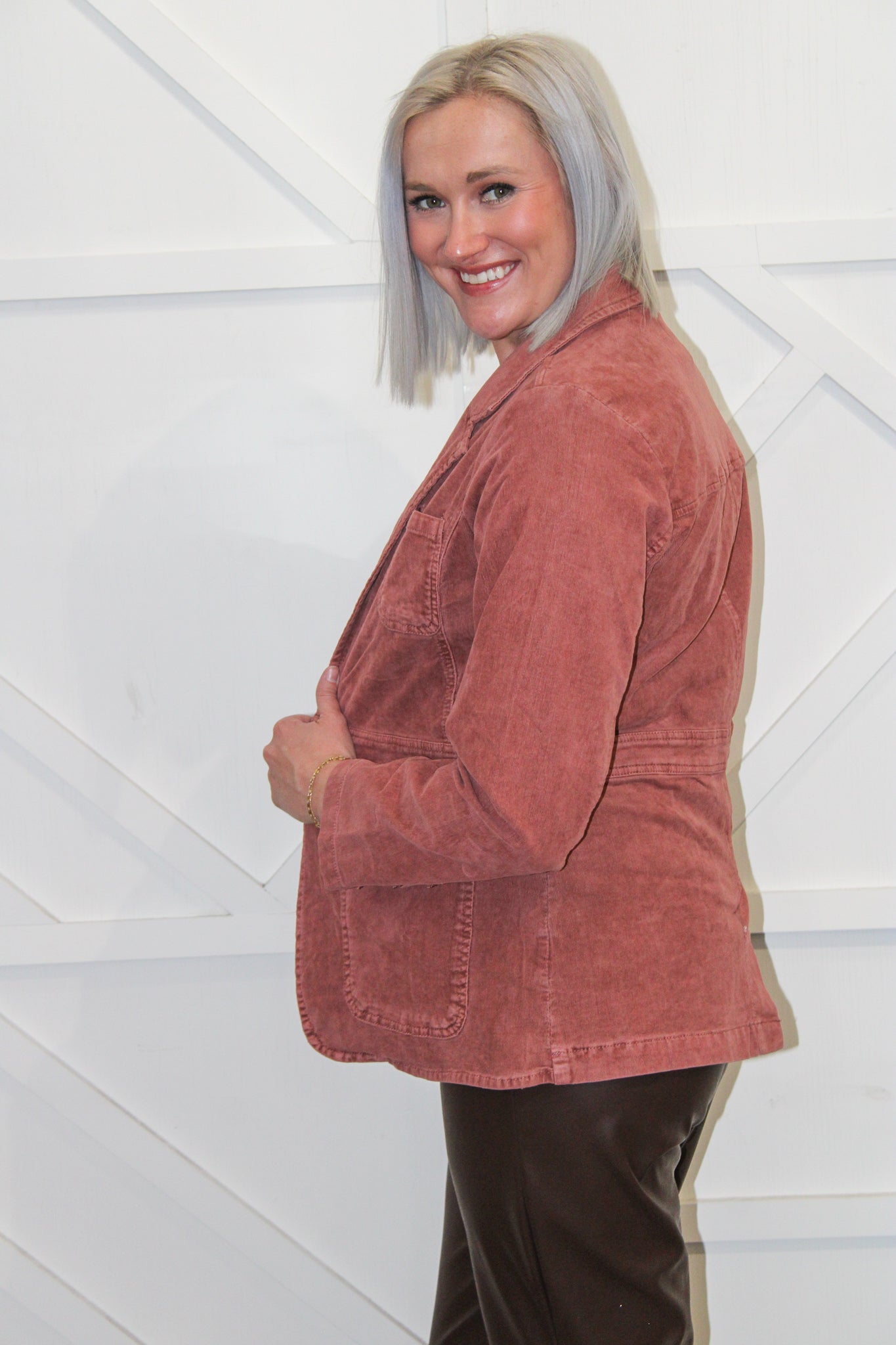 Heather Cinnamon Corduroy Blazer