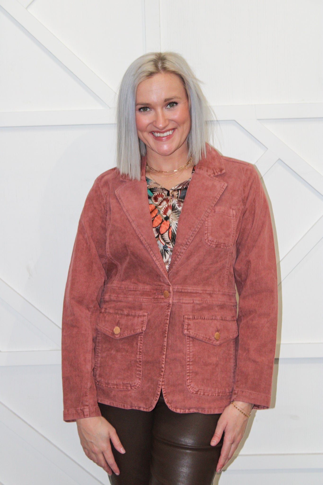 Heather Cinnamon Corduroy Blazer