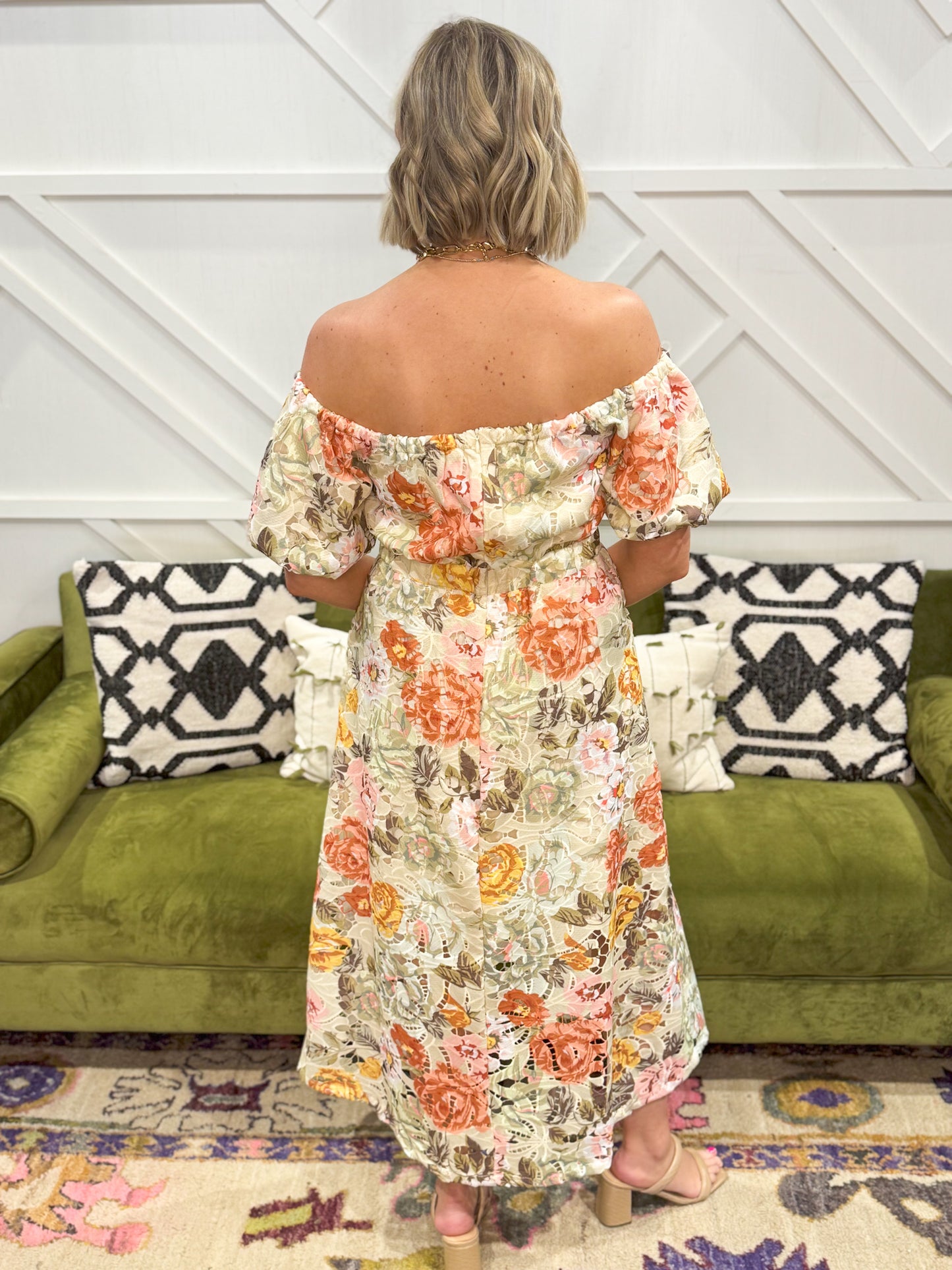 Printed Crochet Lace Dress