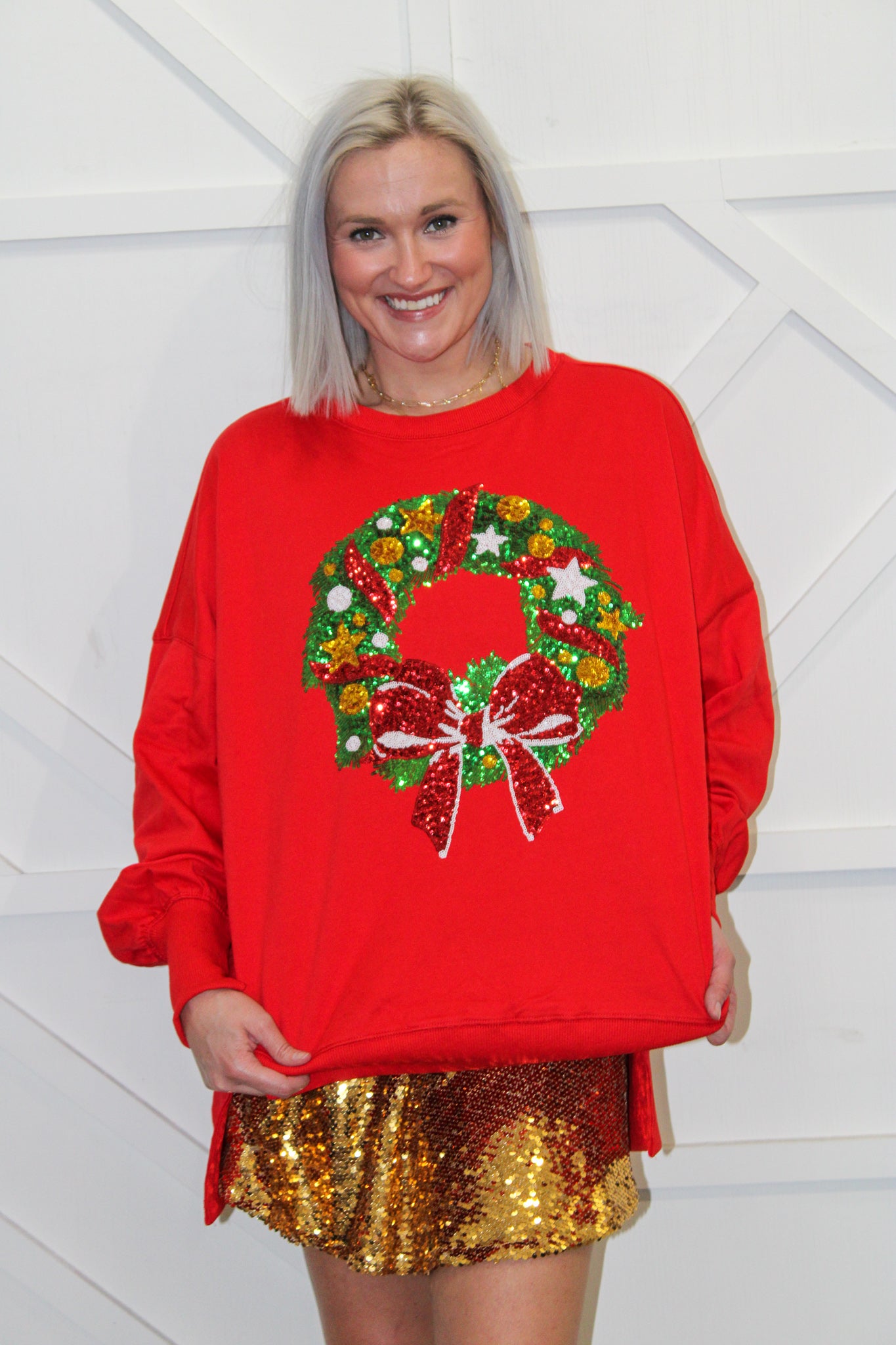 Christmas Wreath LS Top