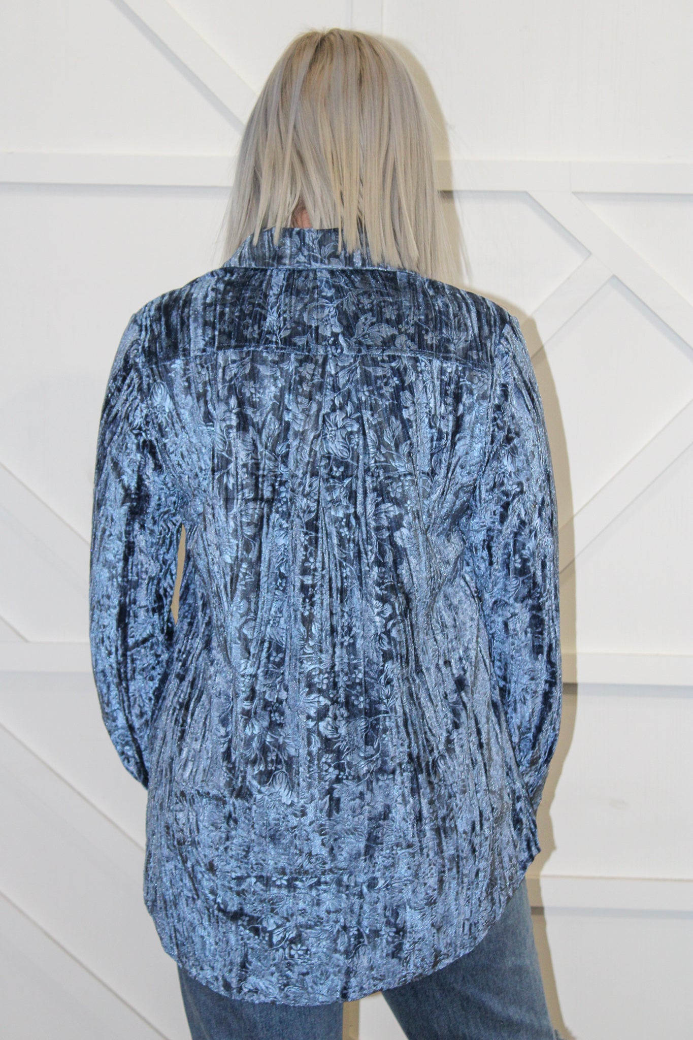 Kate Button Down Velvet Top