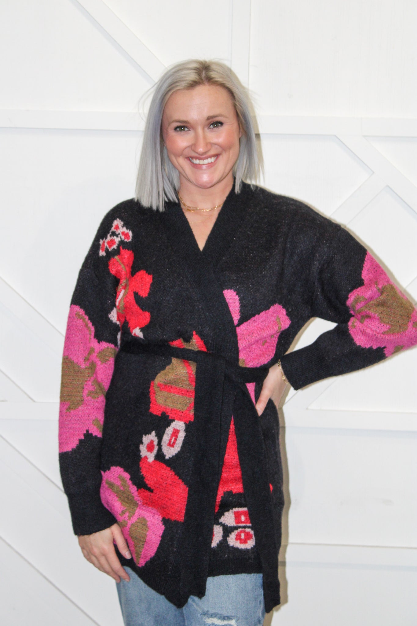 Violet Floral Cardigan w Belt