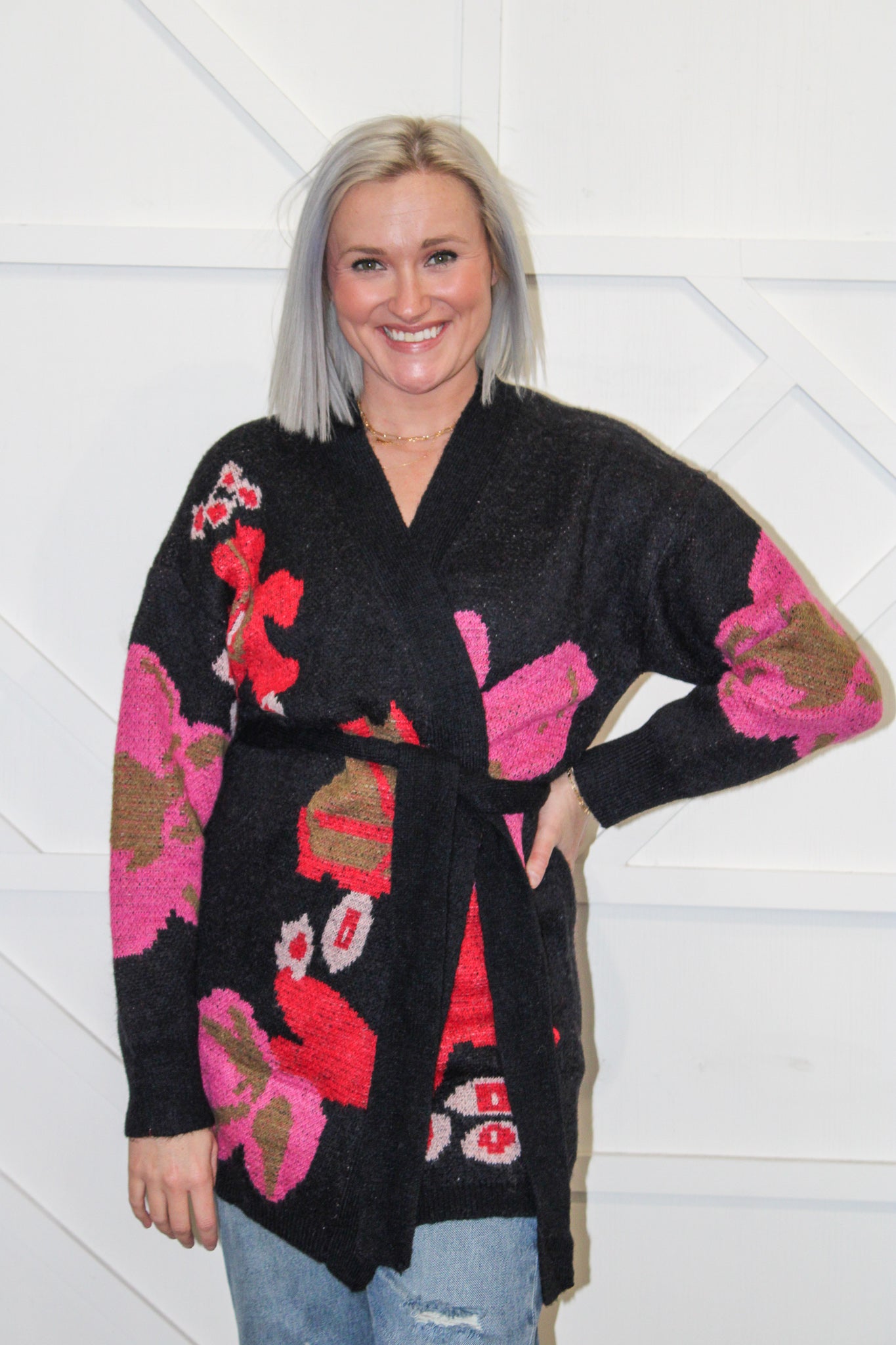 Violet Floral Cardigan w Belt