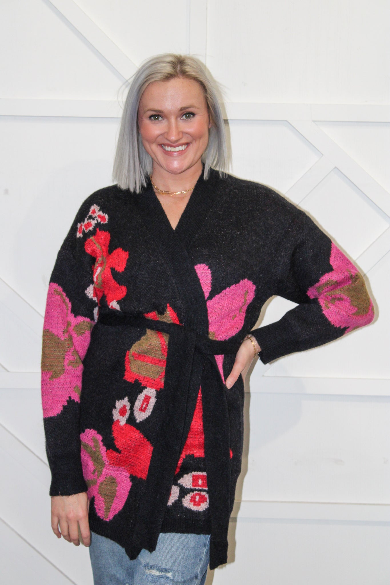 Violet Floral Cardigan w Belt