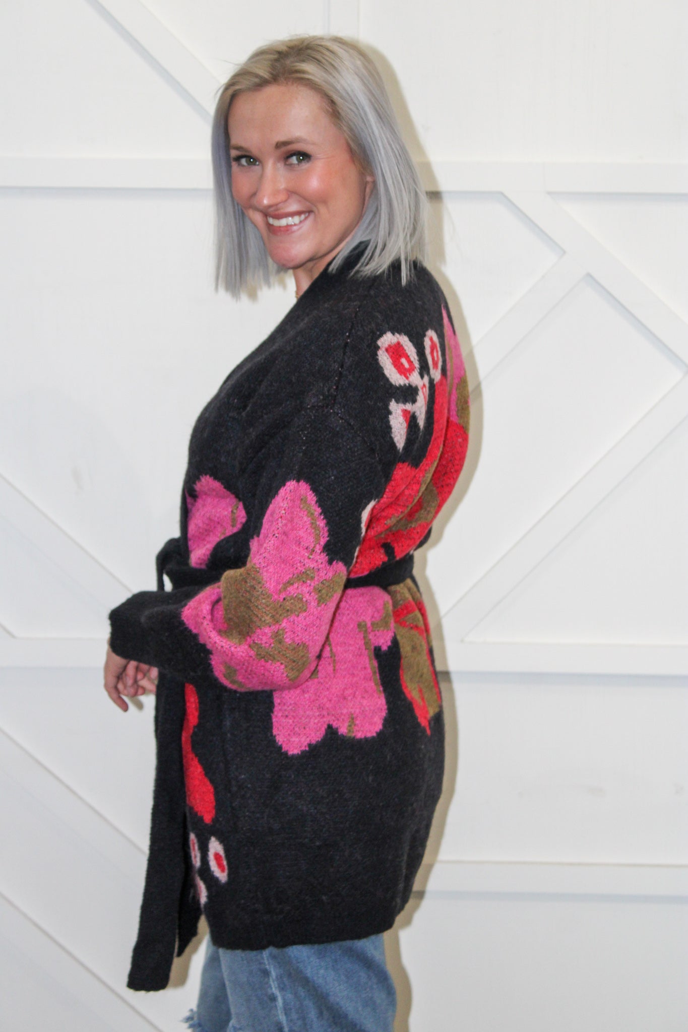 Violet Floral Cardigan w Belt