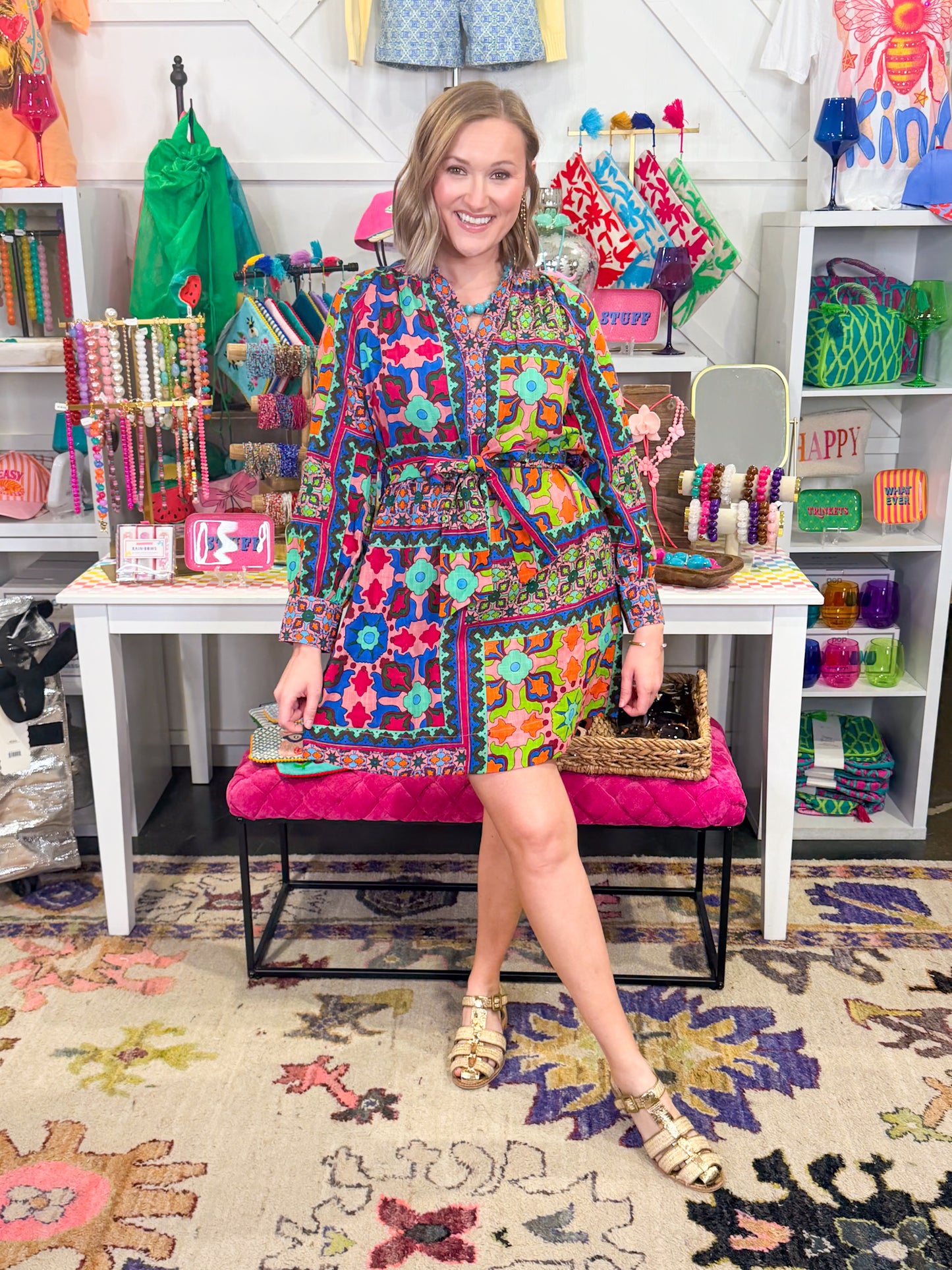 Popover Patch Print Dress