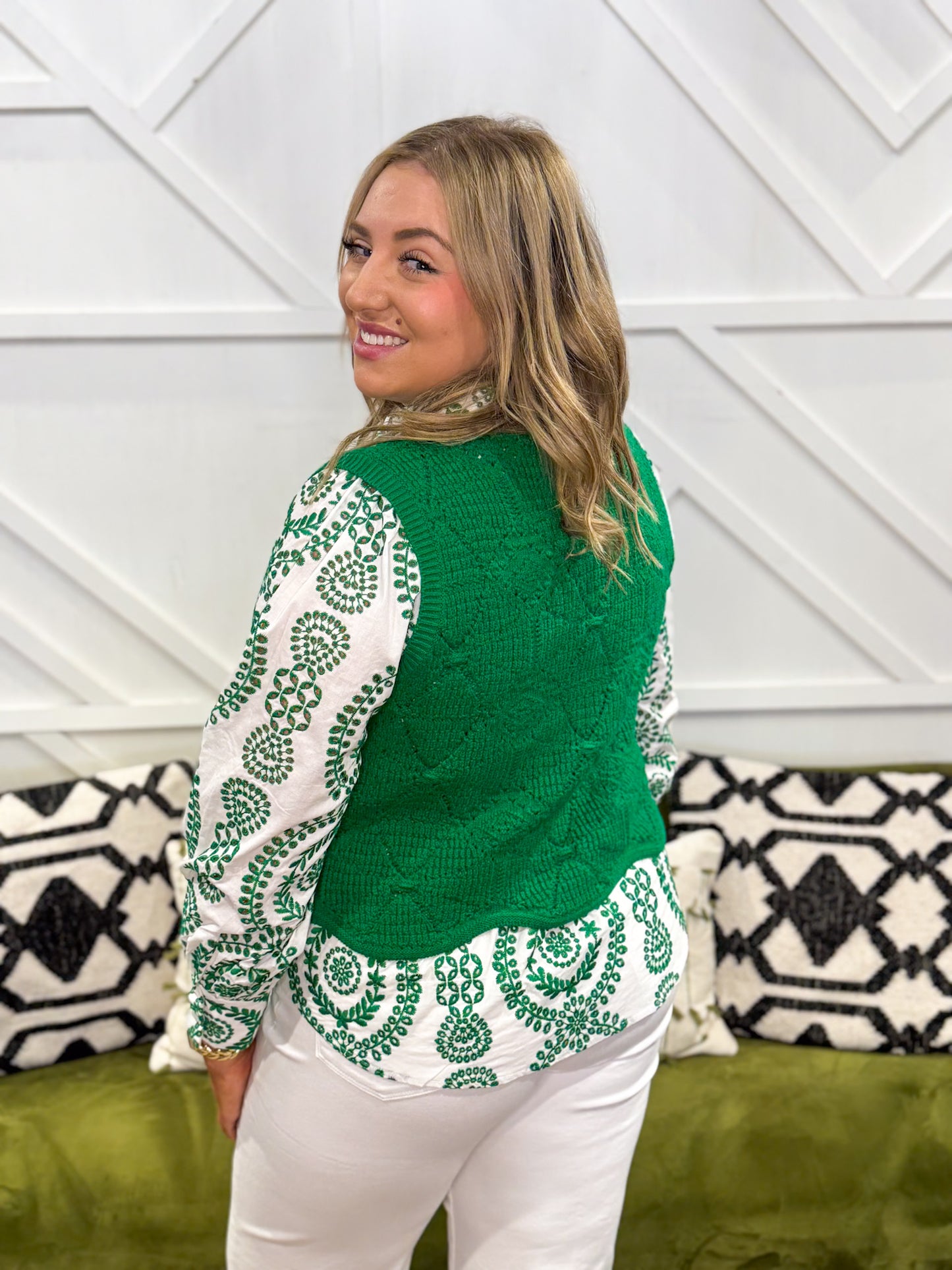 Eyelet Embroidered LS Blouse