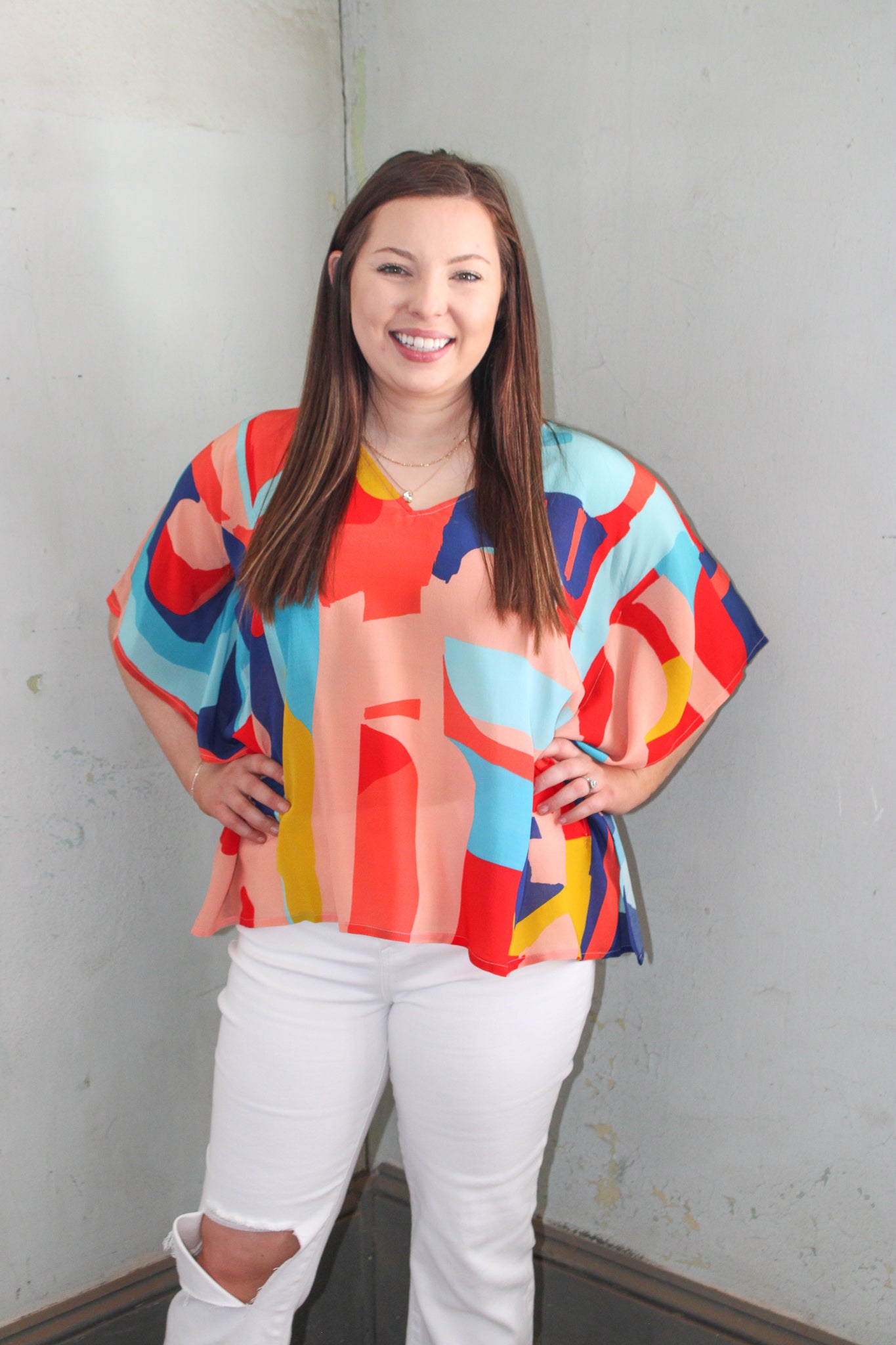 Briyana Oxford Printed Top