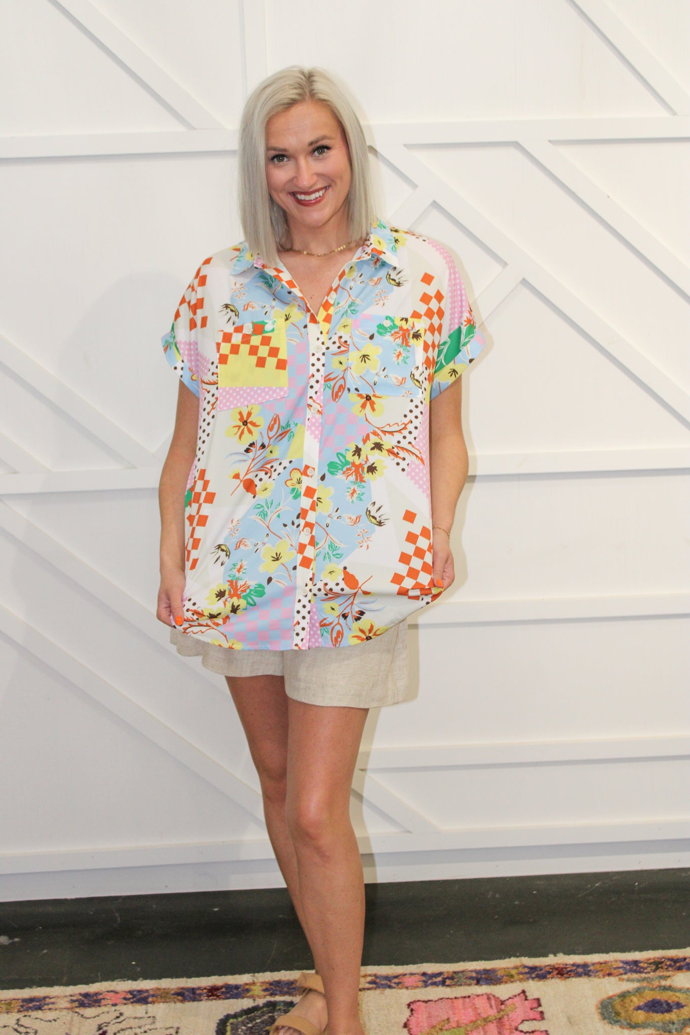 Serena Patchwork Print Top
