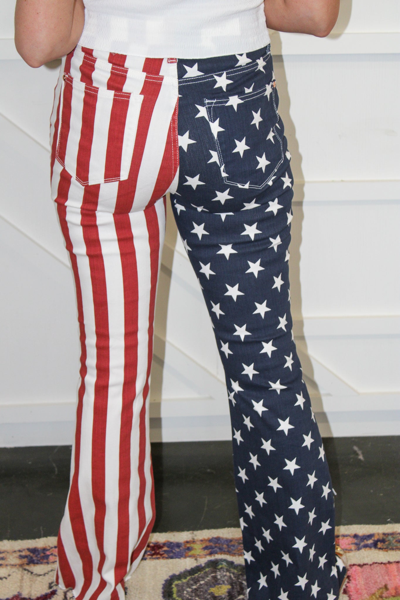 HW American Flag Print Flare Jean