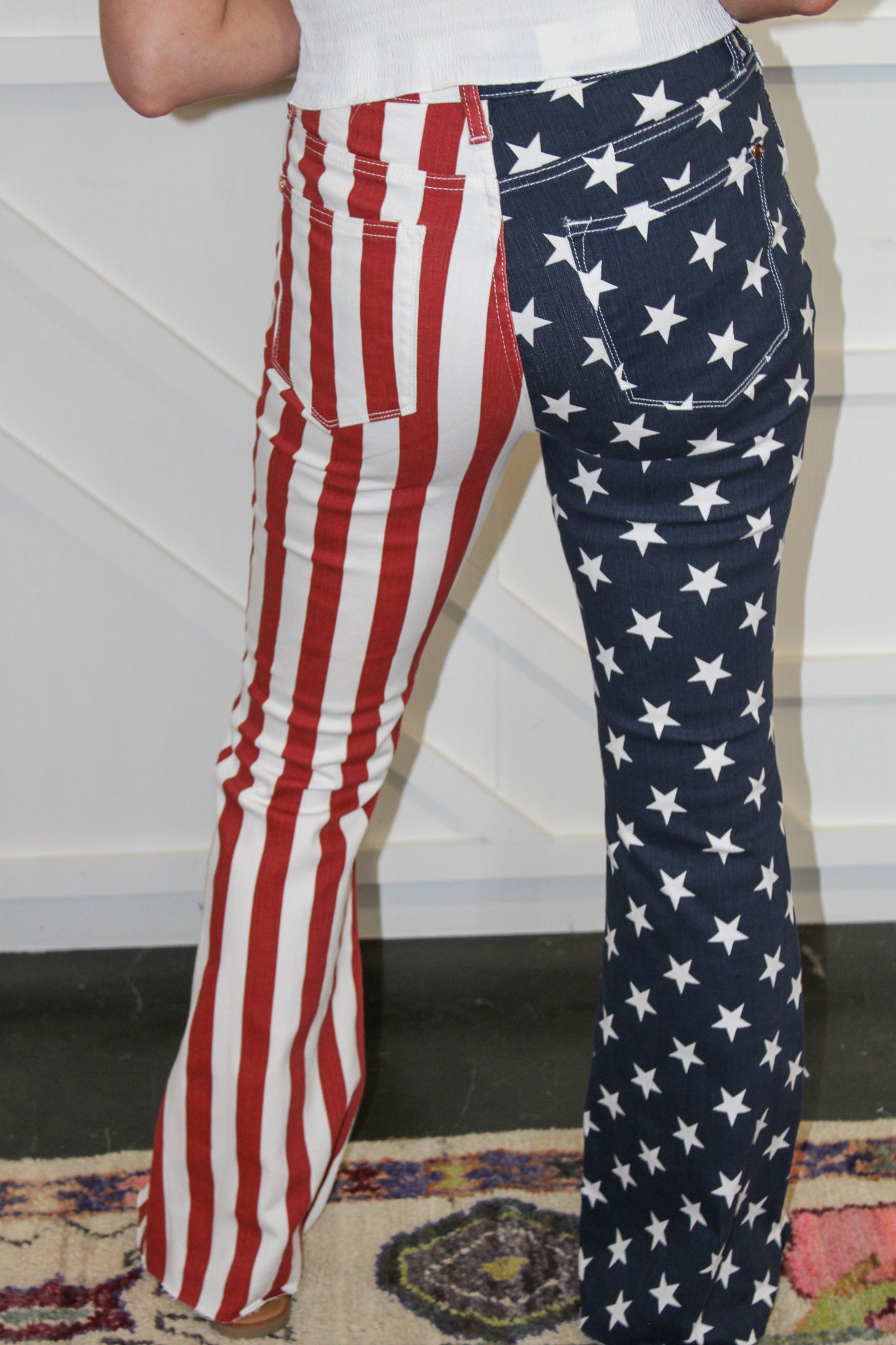HW American Flag Print Flare Jean