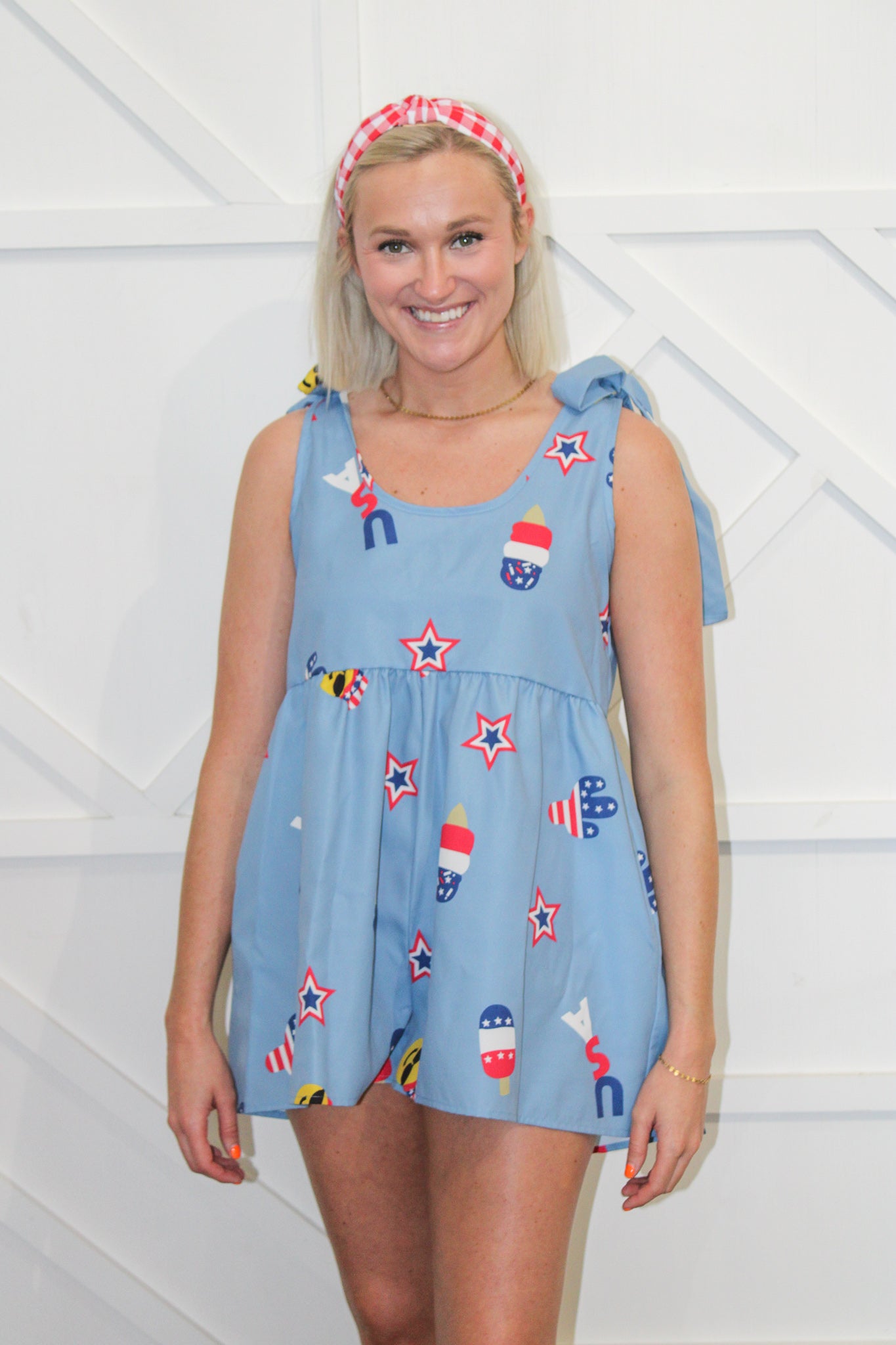USA Printed Poplin Romper
