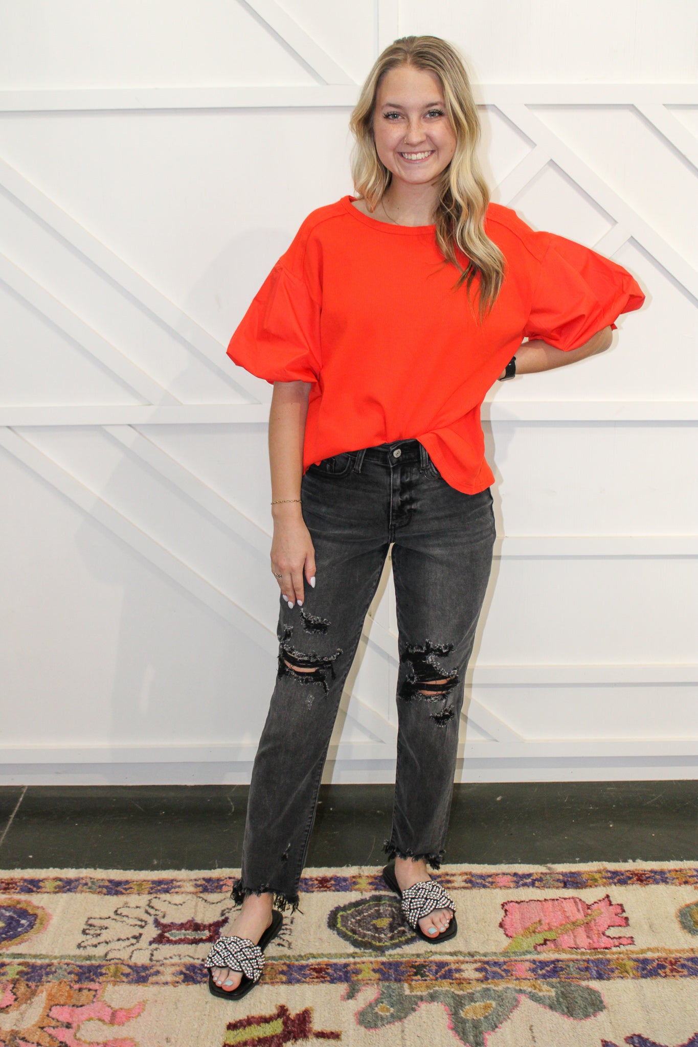 HW Black Destroyed Boyfriend Jeans