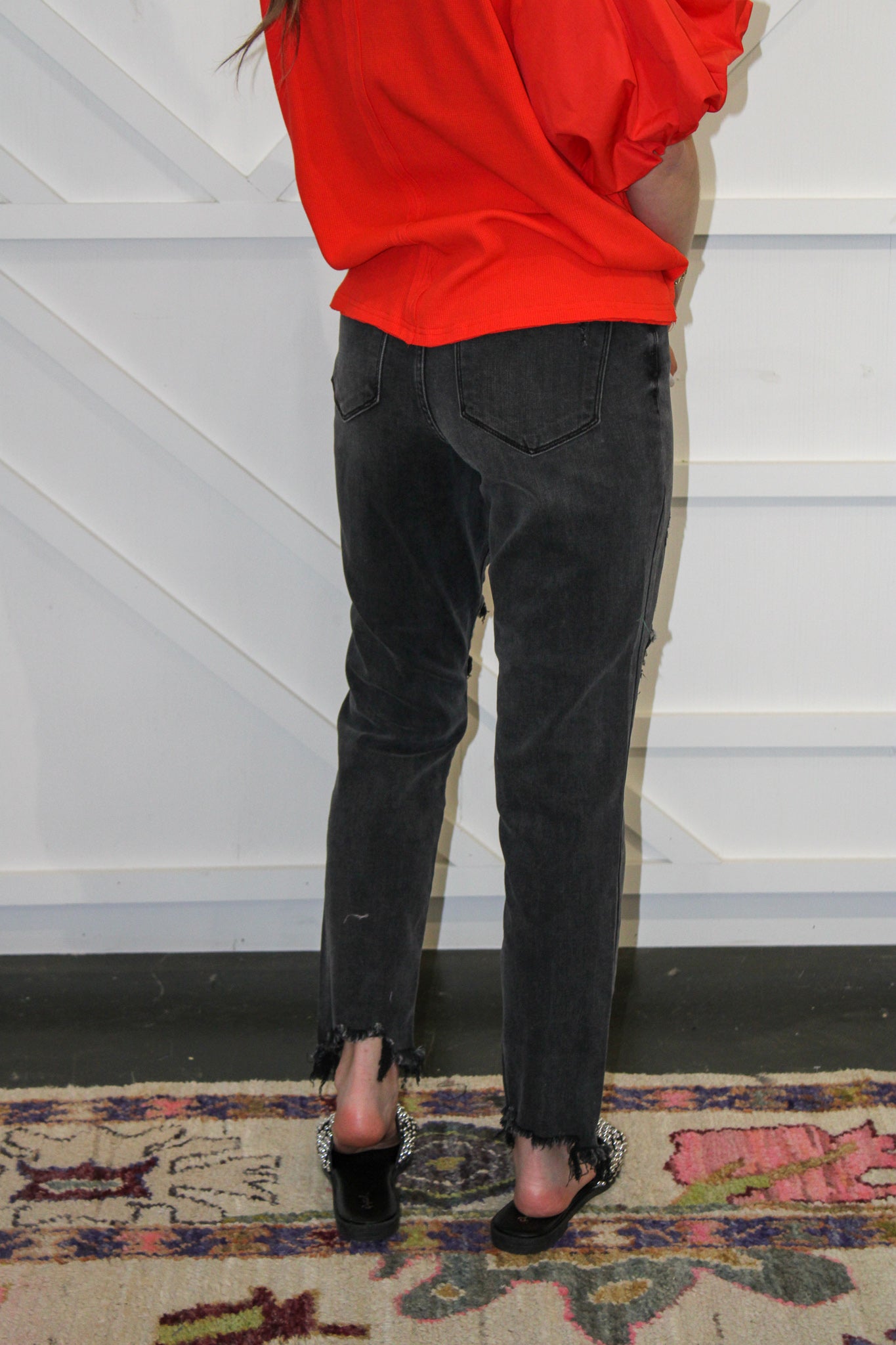 HW Black Destroyed Boyfriend Jeans