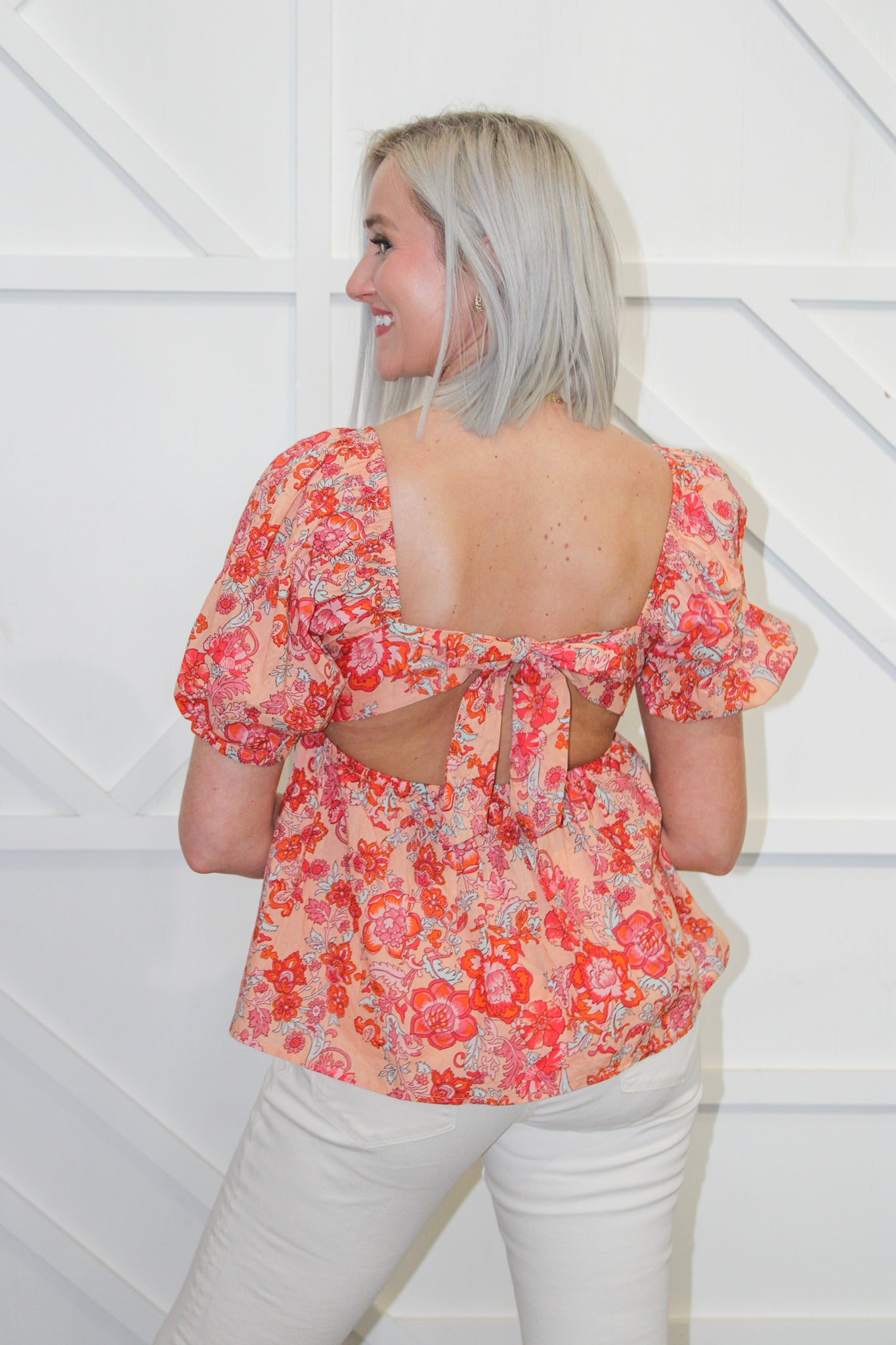 Genevieve Floral Tie Back Top
