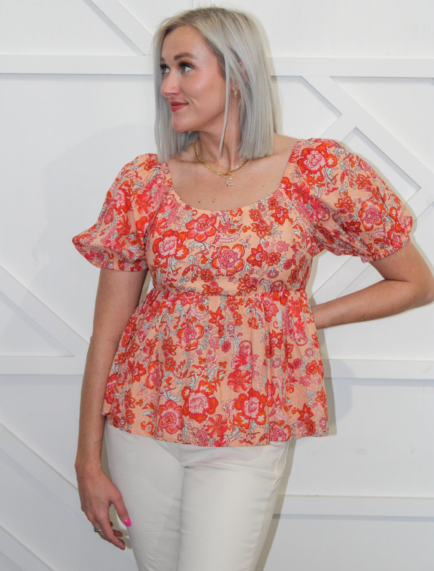 Genevieve Floral Tie Back Top