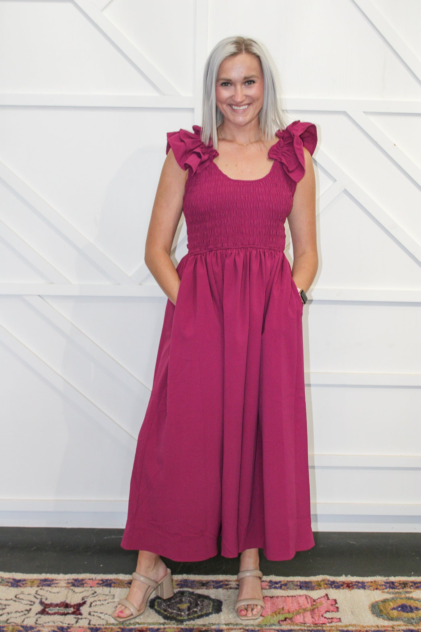 Anastasia Smocked Midi Dress