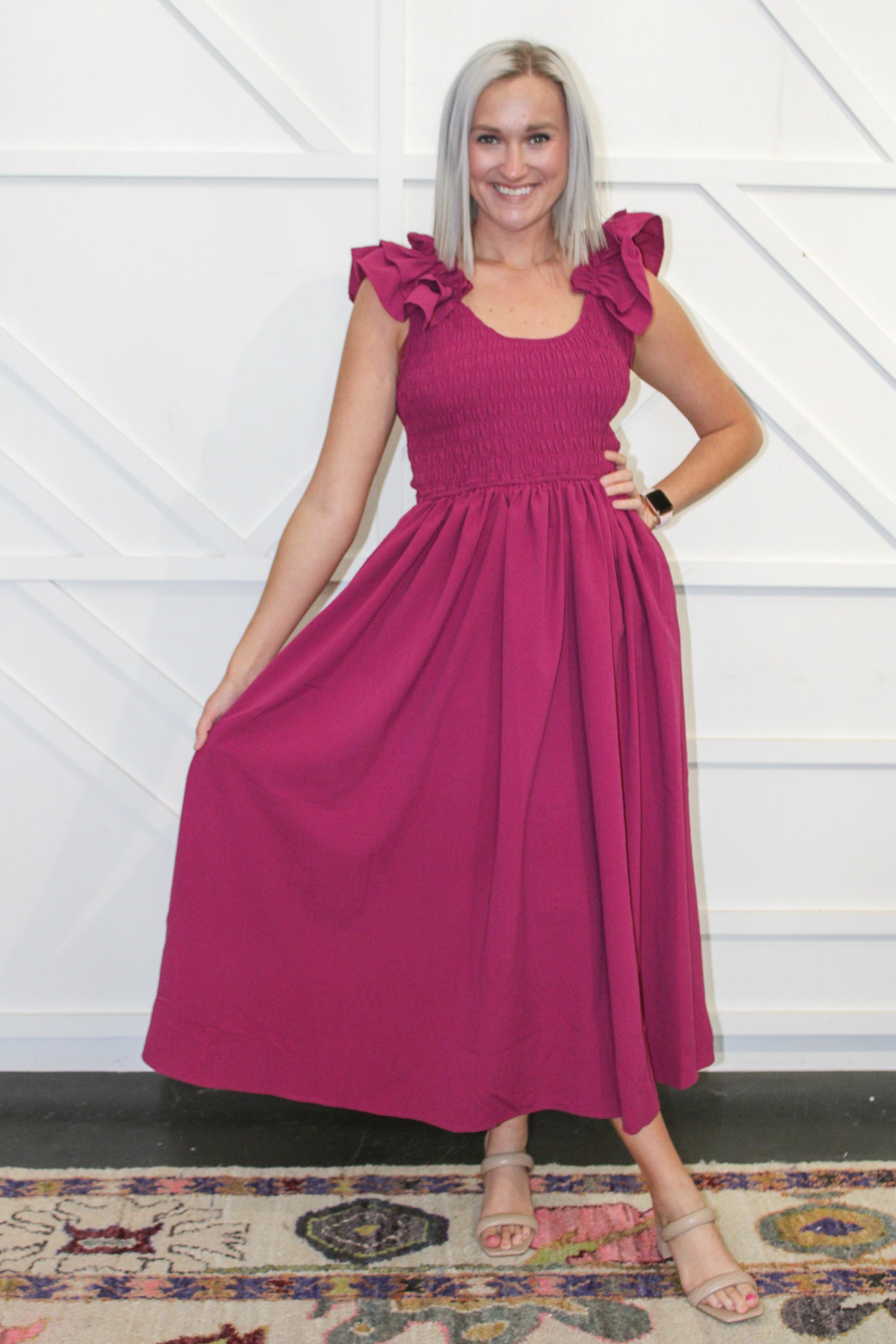 Anastasia Smocked Midi Dress