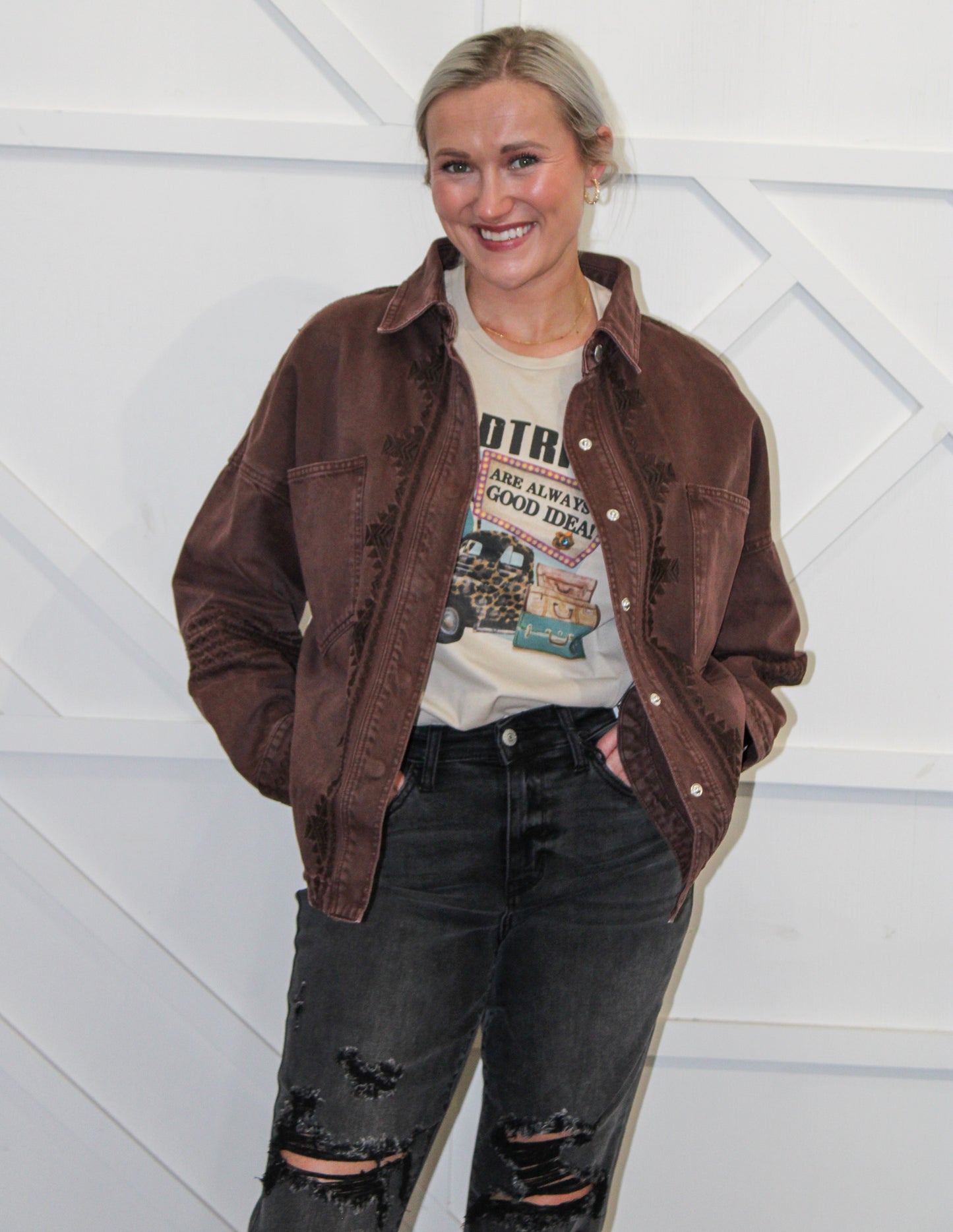 Gina Embroidered Shacket