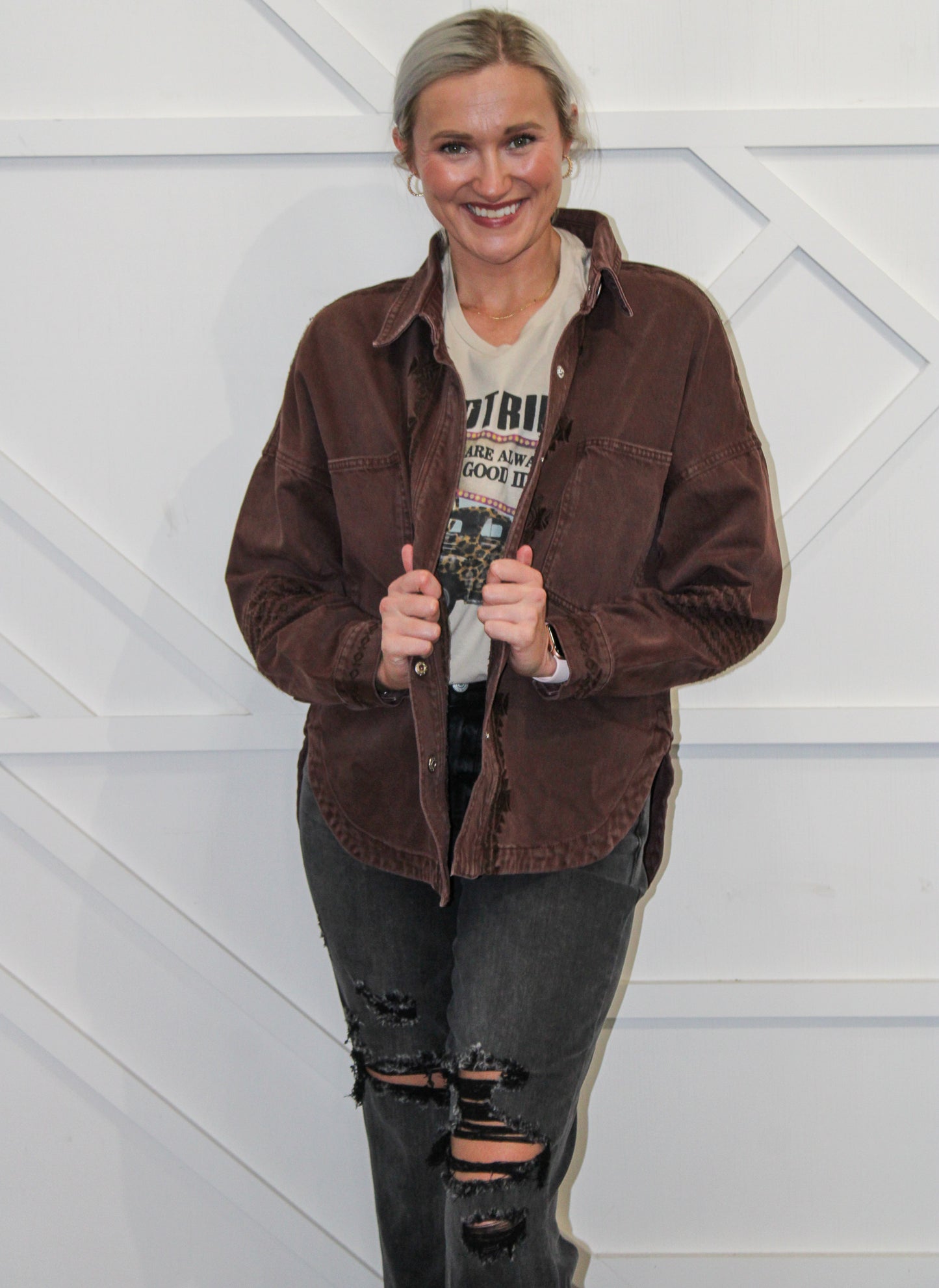 Gina Embroidered Shacket