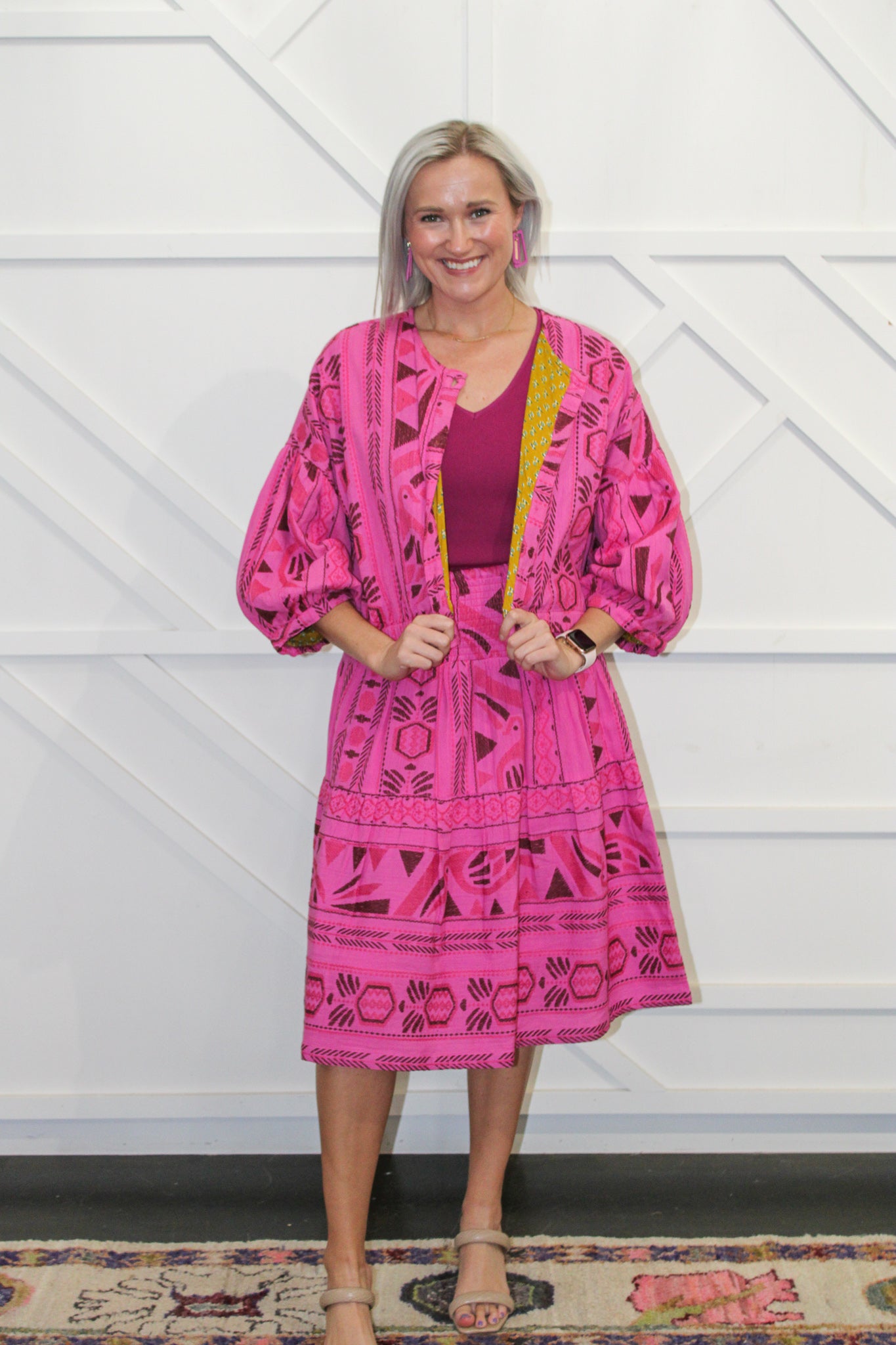 Hot Pink Jacquard Jacket