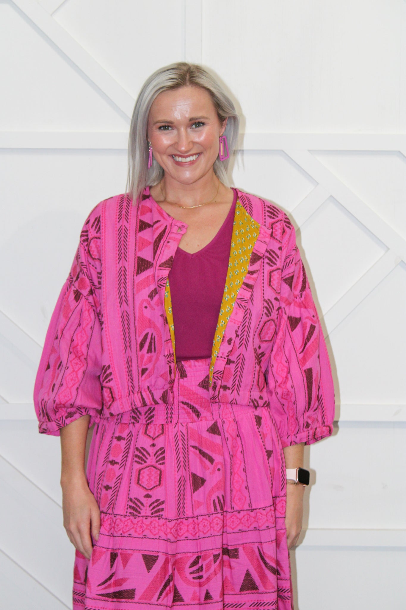 Hot Pink Jacquard Jacket